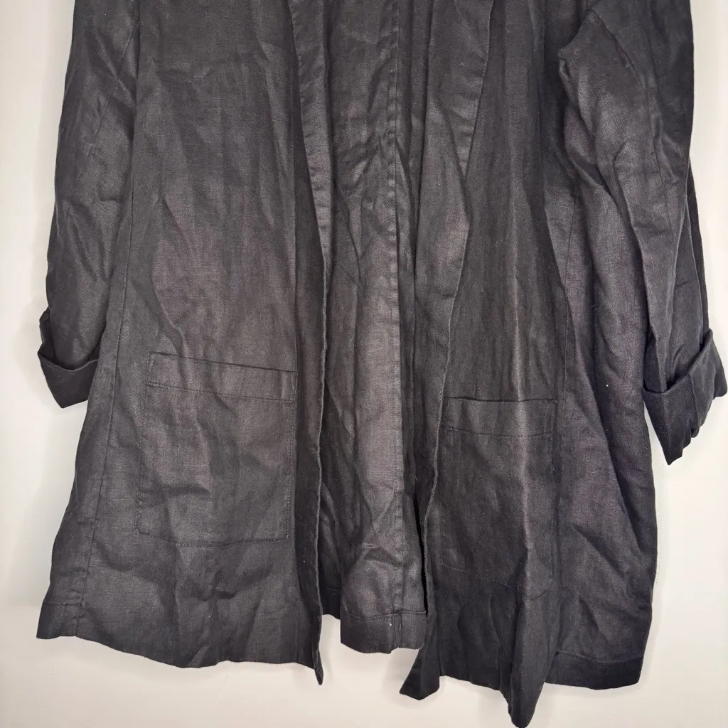 Eileen Fisher Organic Linen Long Blazer Notch Lapel Longline Easy Fit - Image 5