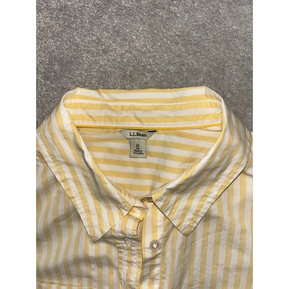 ll bean‎ yellow striped short sleeve button up womens medium boxy - Image 3