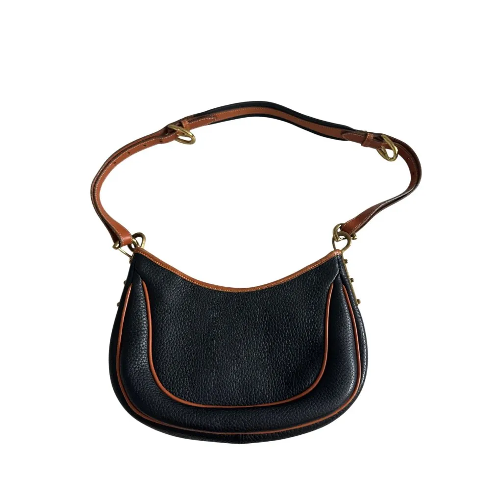 DOONEY & BOURKE Vintage Black Tan Pebble Leather Adjustable Shoulder Bag - Image 6