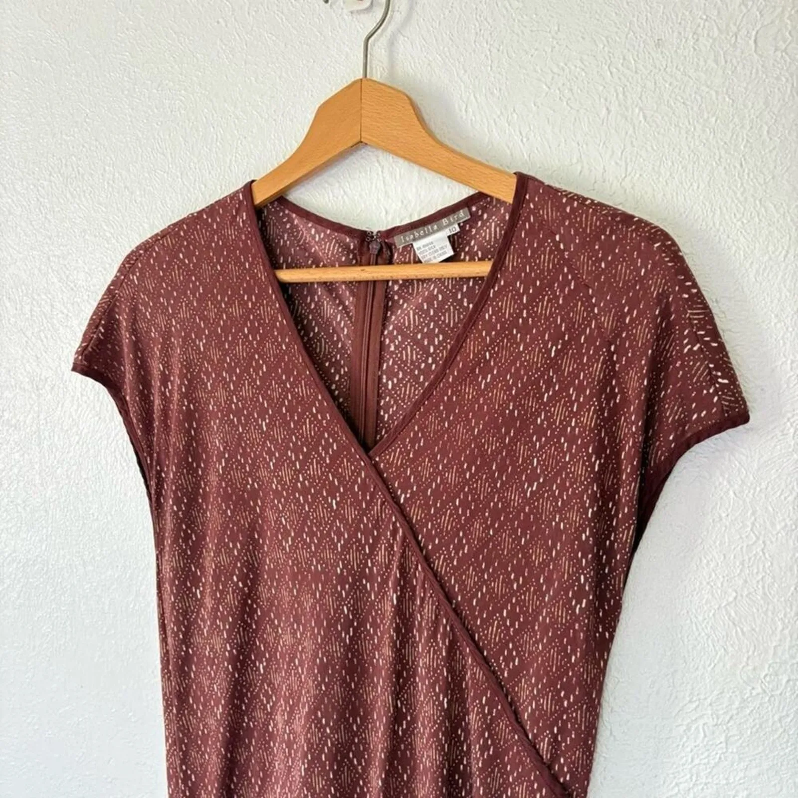 Vintage 90s Anthropologie Isabella Bird burgundy red boho silk midi dress 10 - Image 2