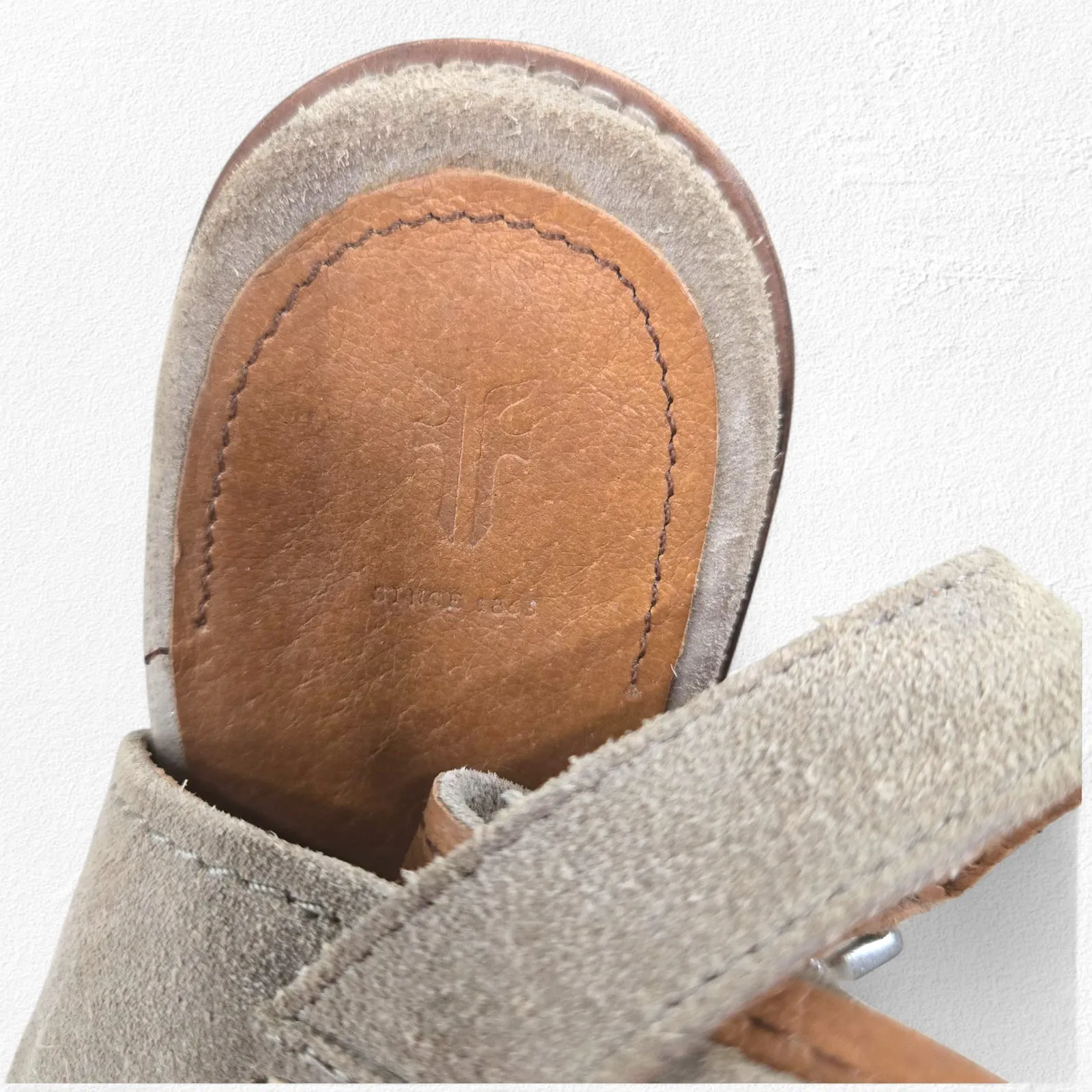 Frye Taupe Suede Peep Toe Slingback Booties Size 8 Block Heel Ankle Strap - Image 3