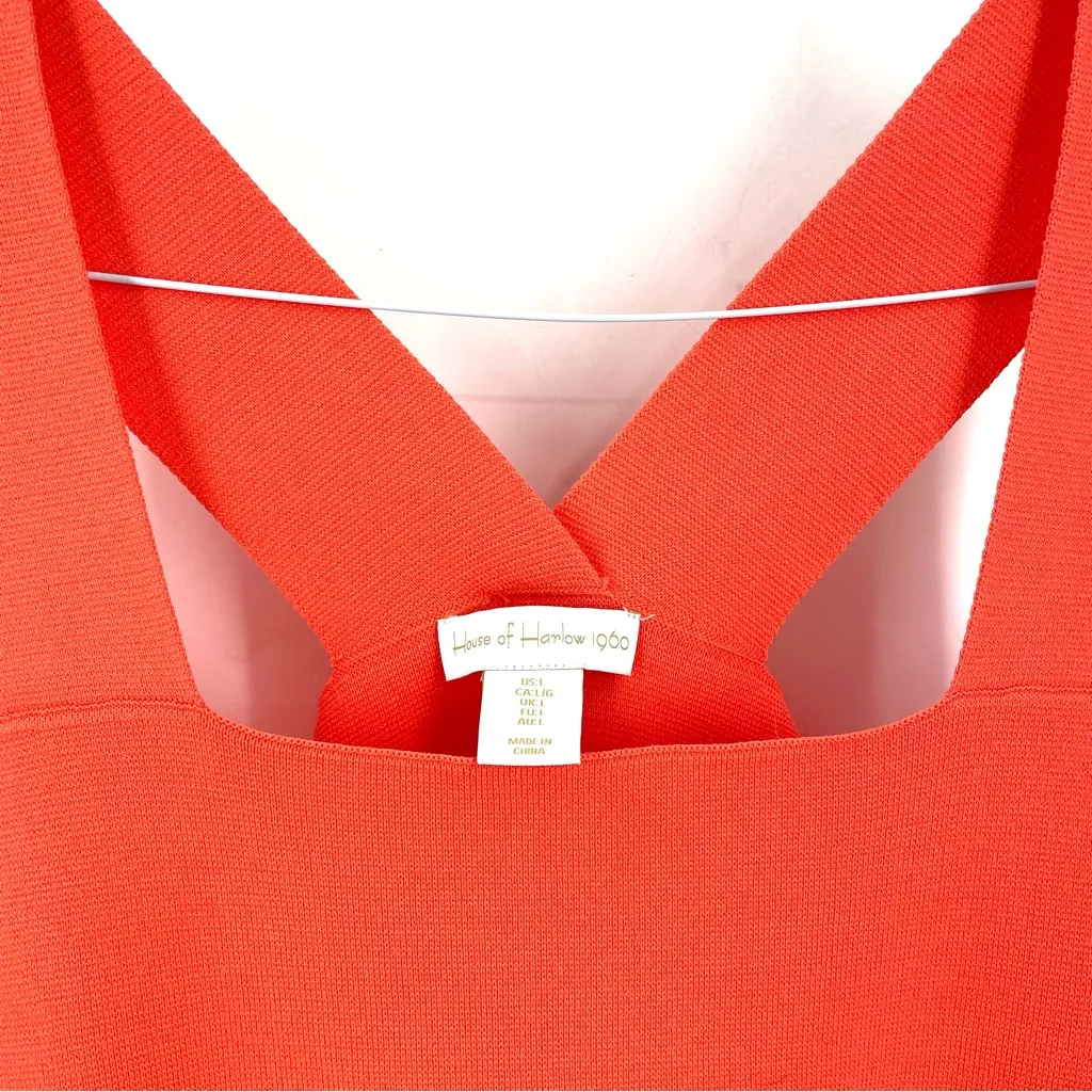 House of Harlow 1960 Square Neck Crop Cross Back Stretch Tank Top Red Size L - Image 3