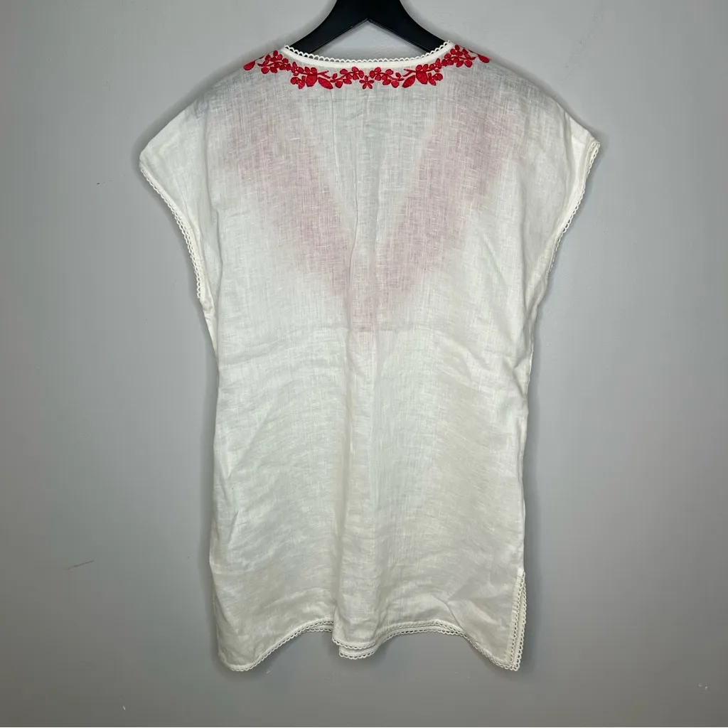 Tory Burch Issy Linen Embroidered Tunic Coverup Size XL - Image 3
