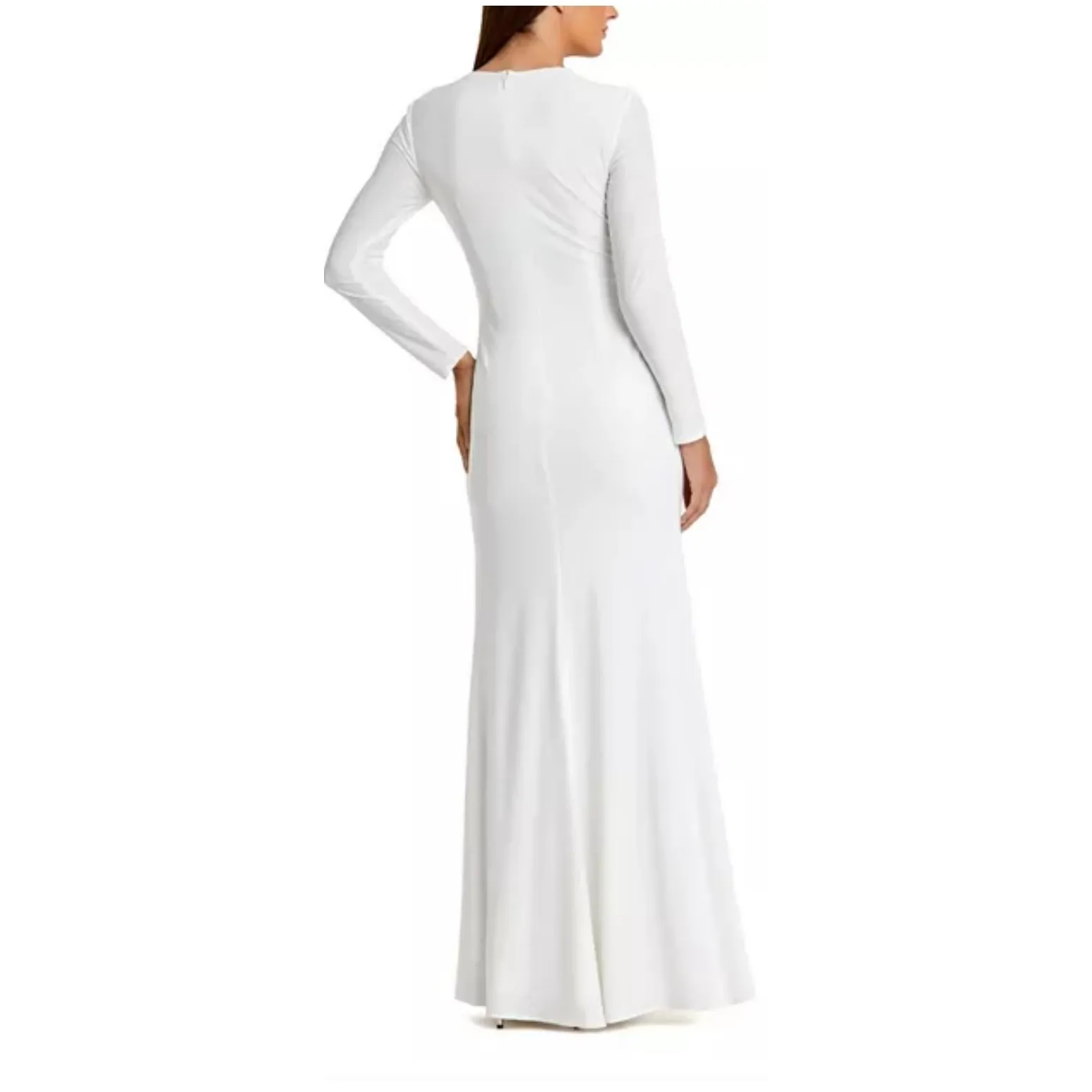 IEENA for MAC DUGGAL White Long Sleeve Keyhole High Slit Maxi Dress Size 14 - Image 7
