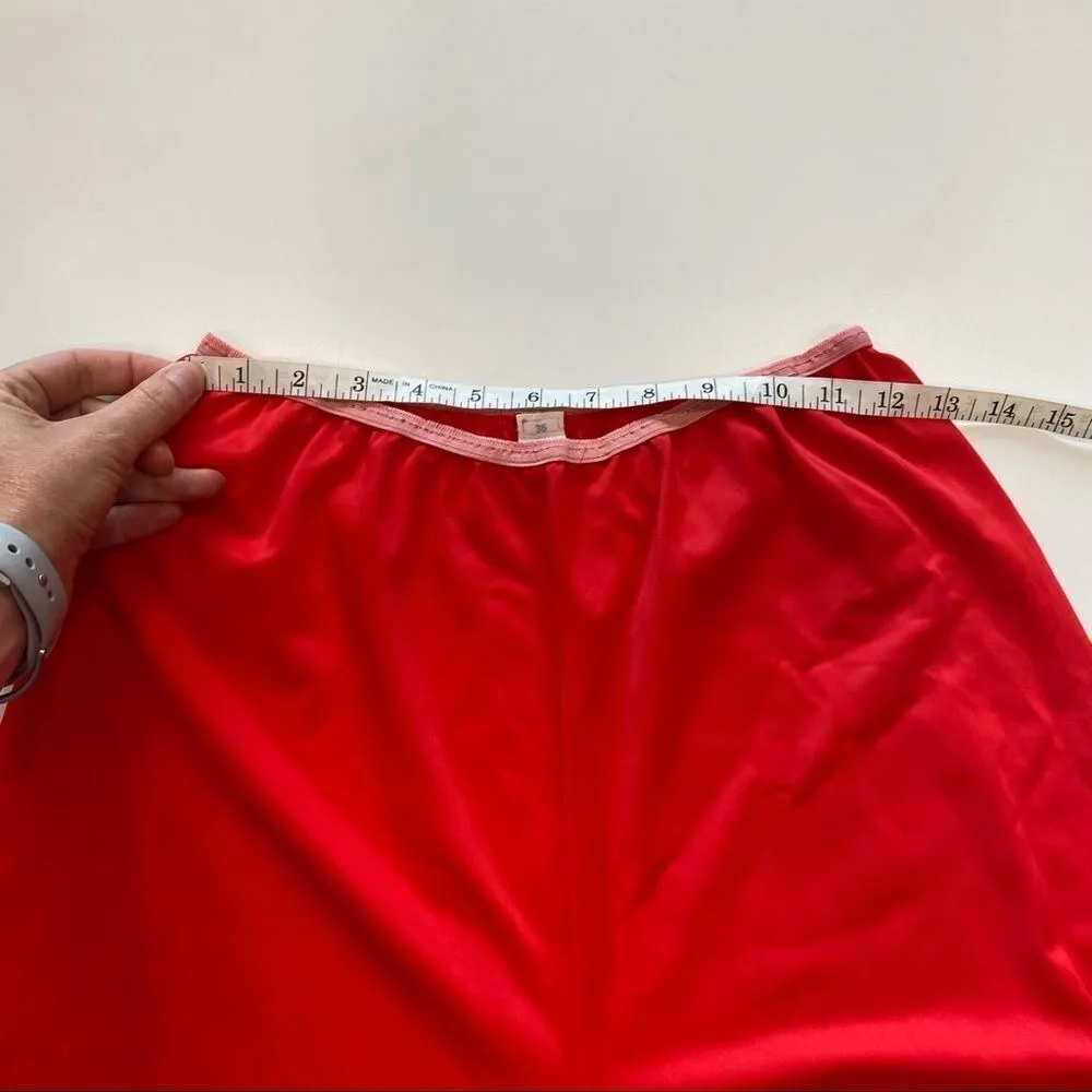 Vintage 70s Lorraine Candy Apple Red Lingerie Pajama Medium Top Pants PJs Nylon - Image 6