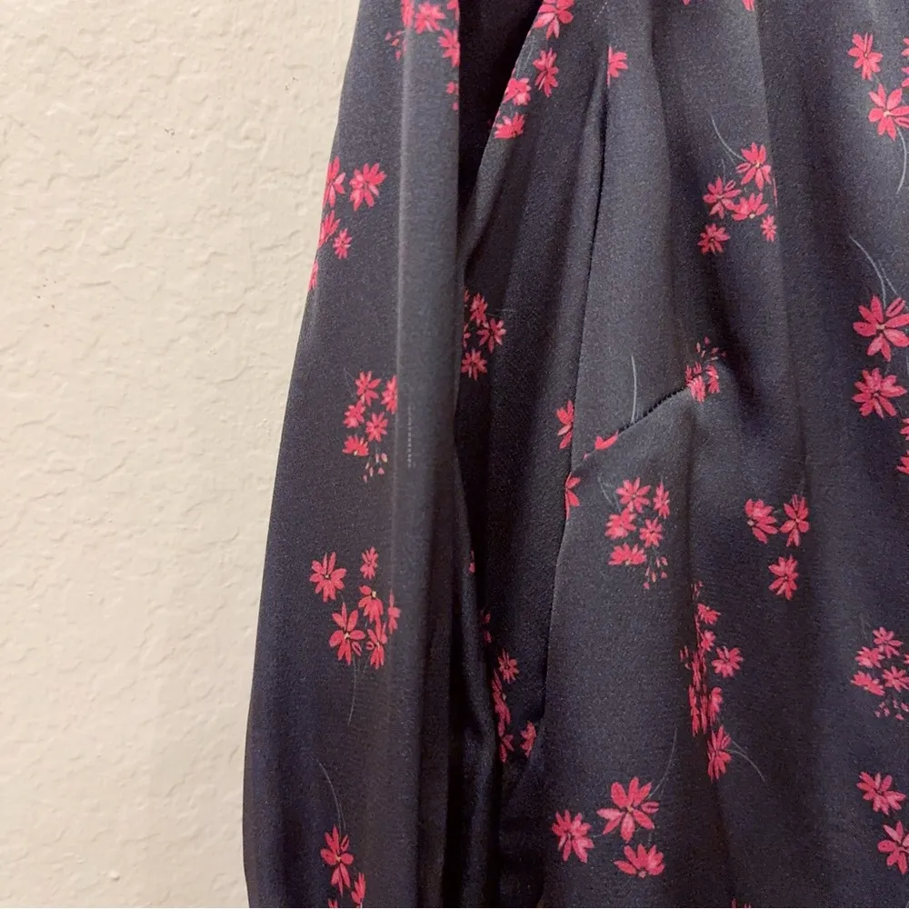 Keepsake Infinity Long Sleeve Wrap Blouse Top Black Ditsy Size XS NWT - Image 2