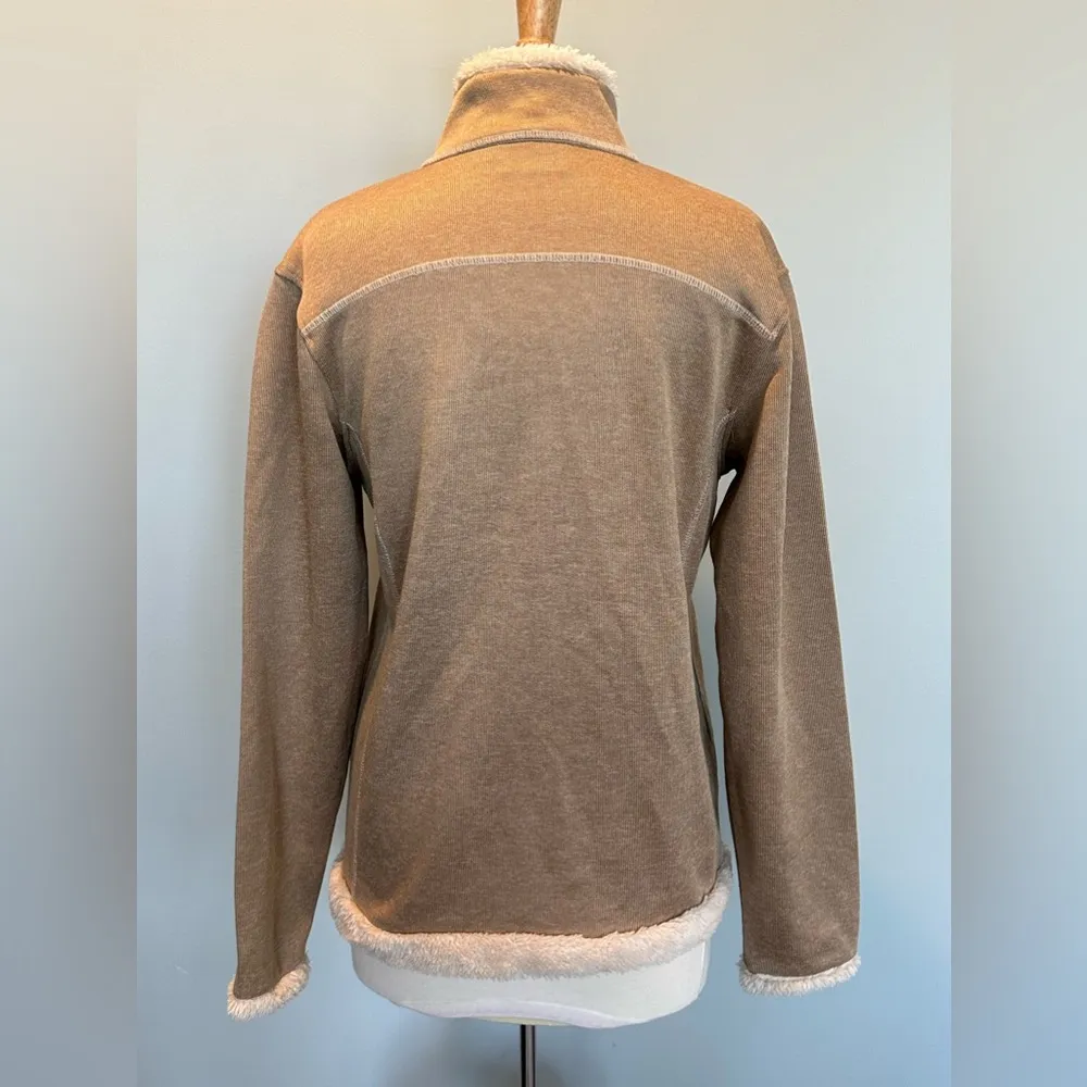 Renegade Club zip up Jacket with Sherpa collar and sleeves Size Medium Tan - Image 2
