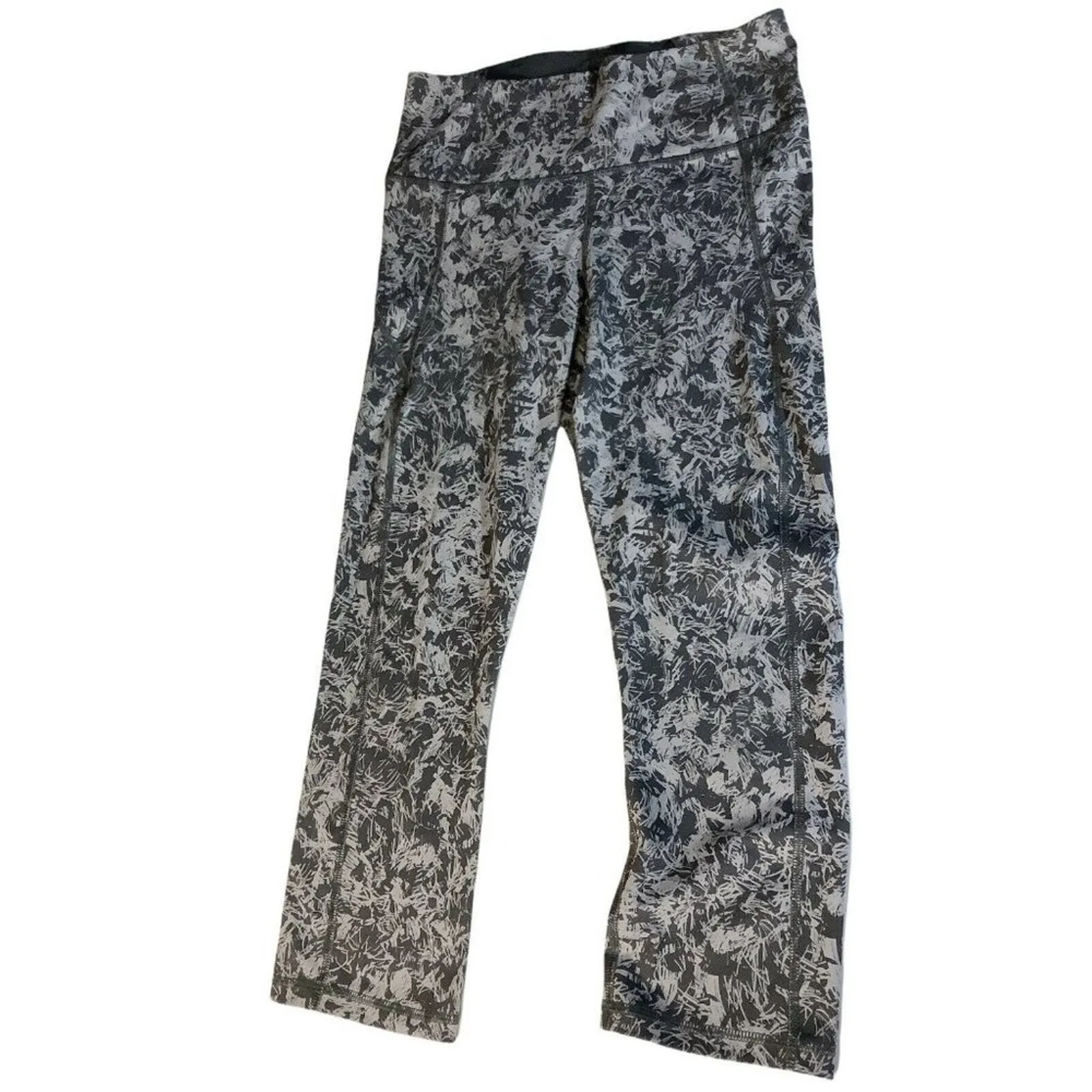 Athleisure Activewear Gray Floral Print Workout Pants Under Armour M - Image 2
