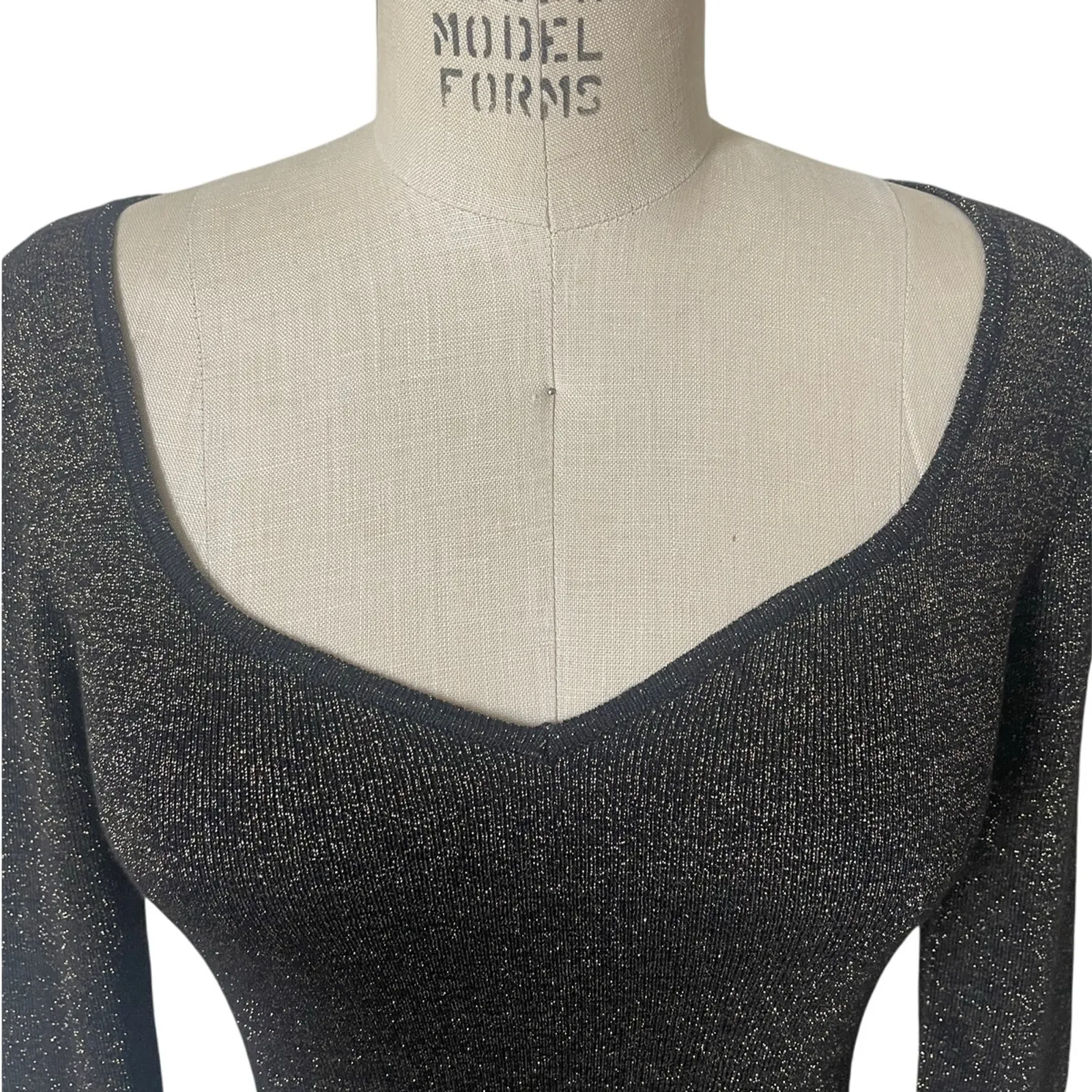 The Odells Black & Gold Metallic Tori Bodysuit Size XL X - Image 3