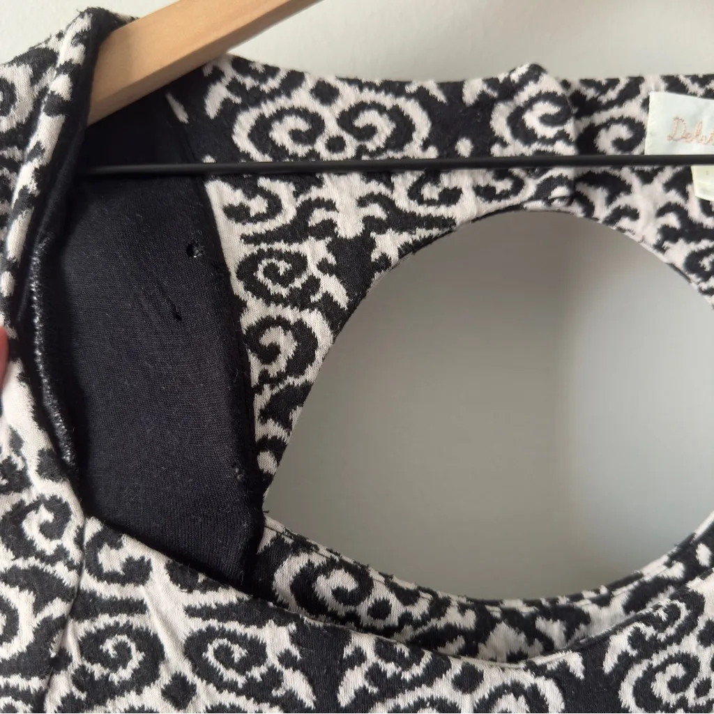 Anthropologie Deletta Black White Cutout Back Mini Dress A-Line Short Sleeve S - Image 14