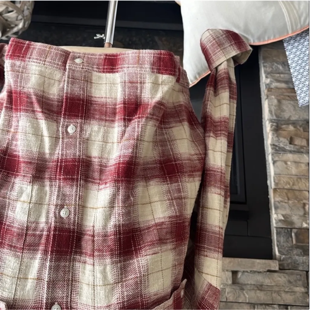 AG Adriano Goldschmied Red and White Plaid Utility Jacket - Image 6