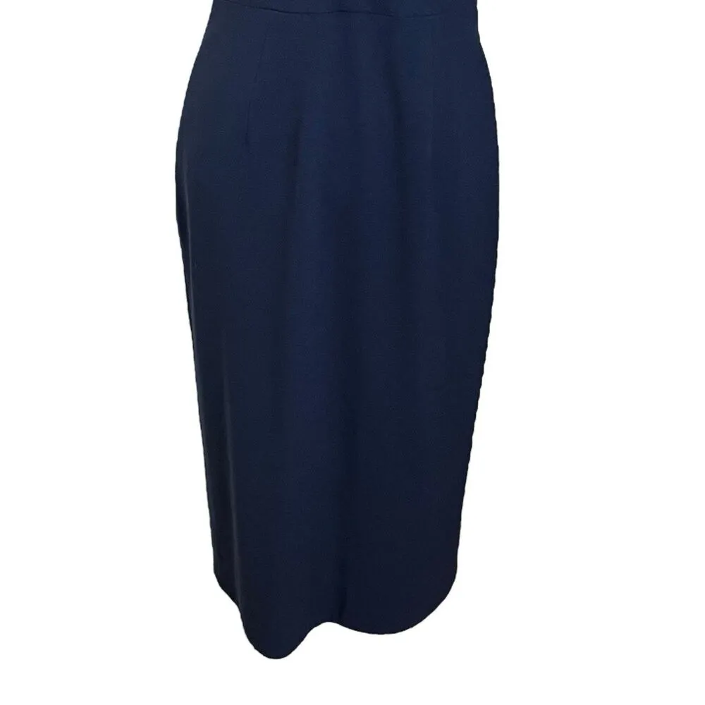 Dress the Population Lyla Navy Midi Dress V-Neck Women’s Size Medium - Image 3