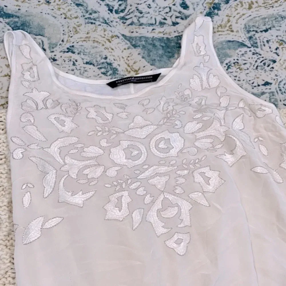 PERUVIAN CONNECTION silk top size Large - Image 5