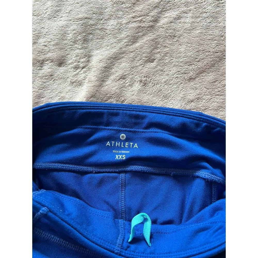 ATHLETA Blue Turquoise Womens Sz 2XS Drawstring Waist Zip‎ Pocket Leggings Pant - Image 6