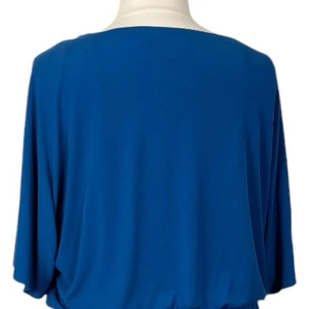 Donna Rico Dress Blouson Drape Elbow Sleeves Peacock Blue Women’s Plus Size 18W - Image 9