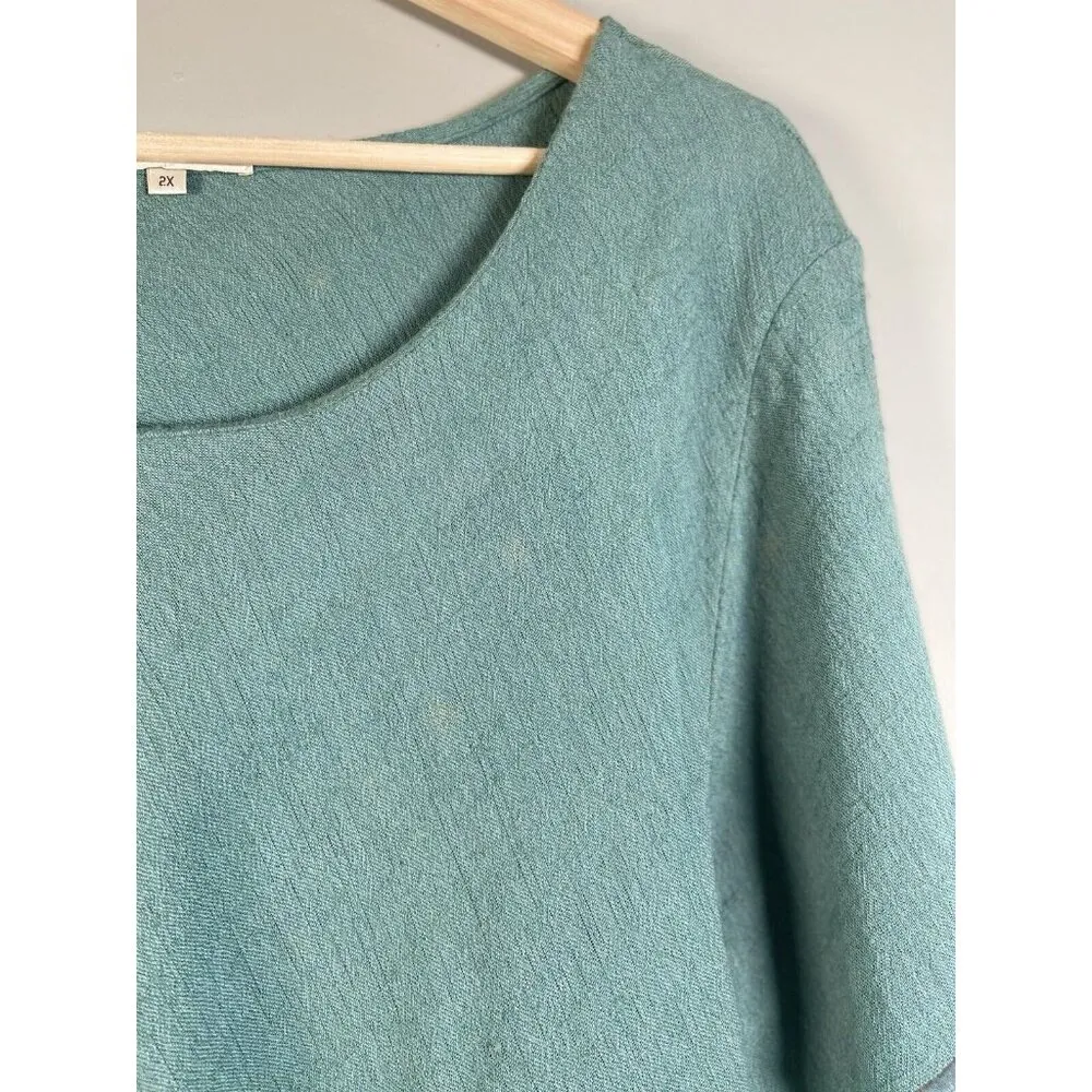 Spencer Alexis Gauzy‎ Green Tunic Top Embroidered Size 2X Fairy Lace Lagenlook - Image 6