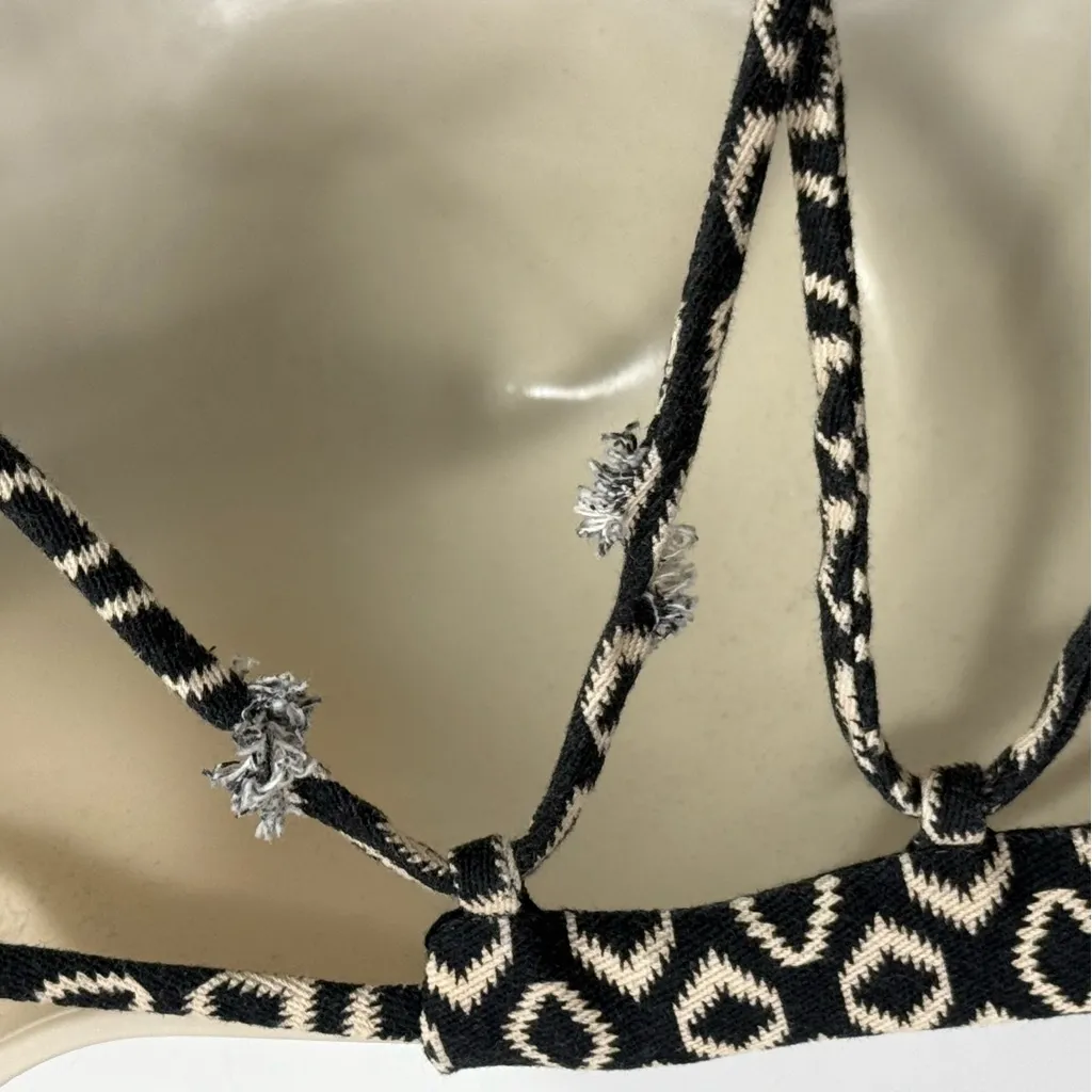 Nicholas Crop Halter Top Size 0 Lace Up Black Geometric Print Chic Party Minimal - Image 6