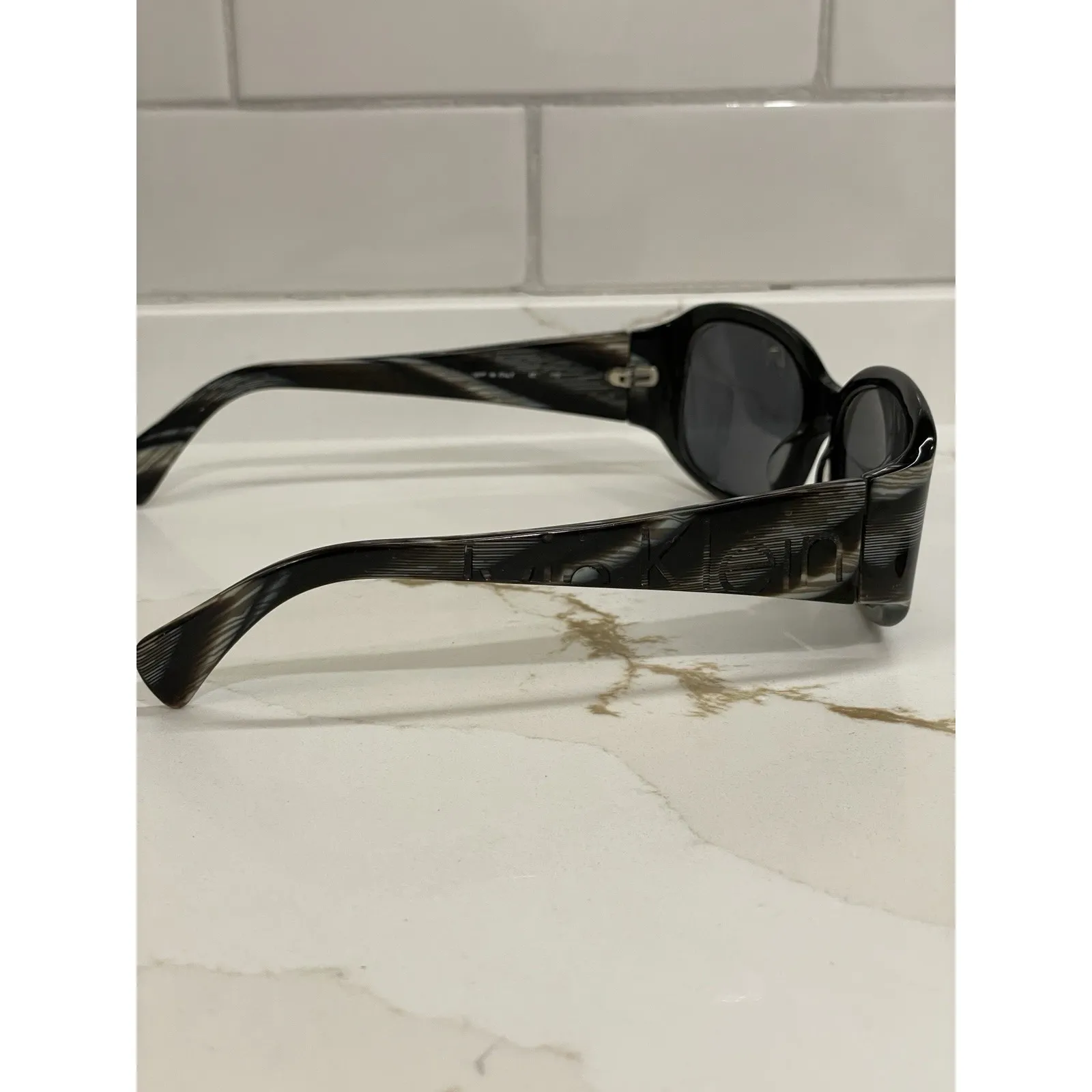 Calvin Klein Collection 825S Sunglasses Women Black White Y2K 135 077 Used - Image 2
