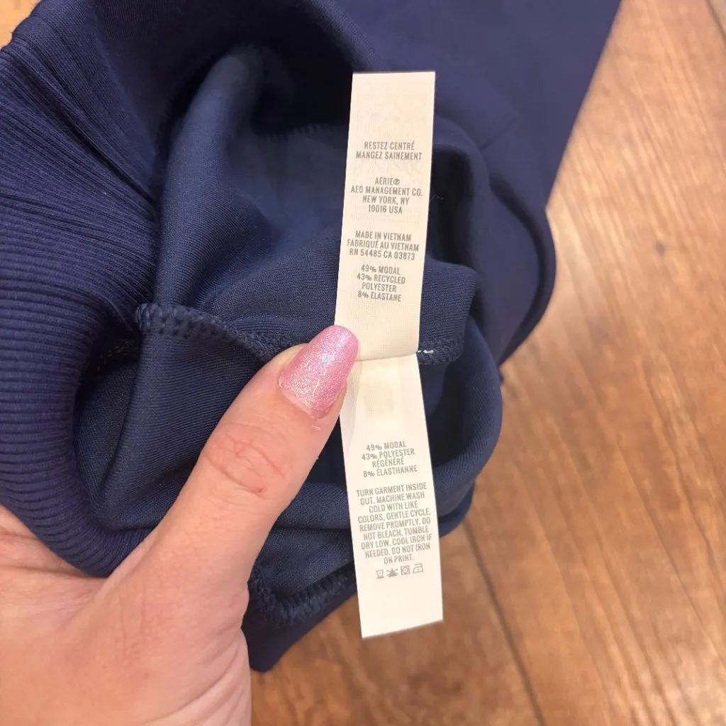 OFFLINE By Aerie Women’s ChillUp Track Trouser Navy Blue Small Wide Leg Cozy - Image 5