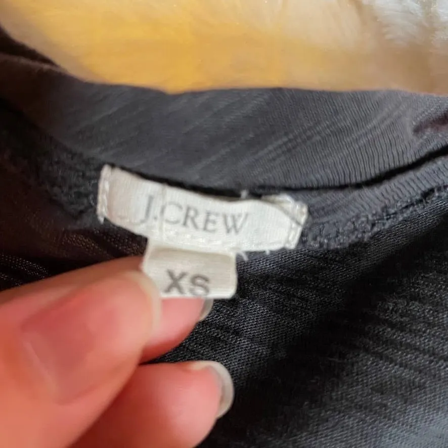 JCREW Grey Extra Small XS Silk Sleeve Rope Neckline Short Sleeve Top‎ Shirt - Image 3