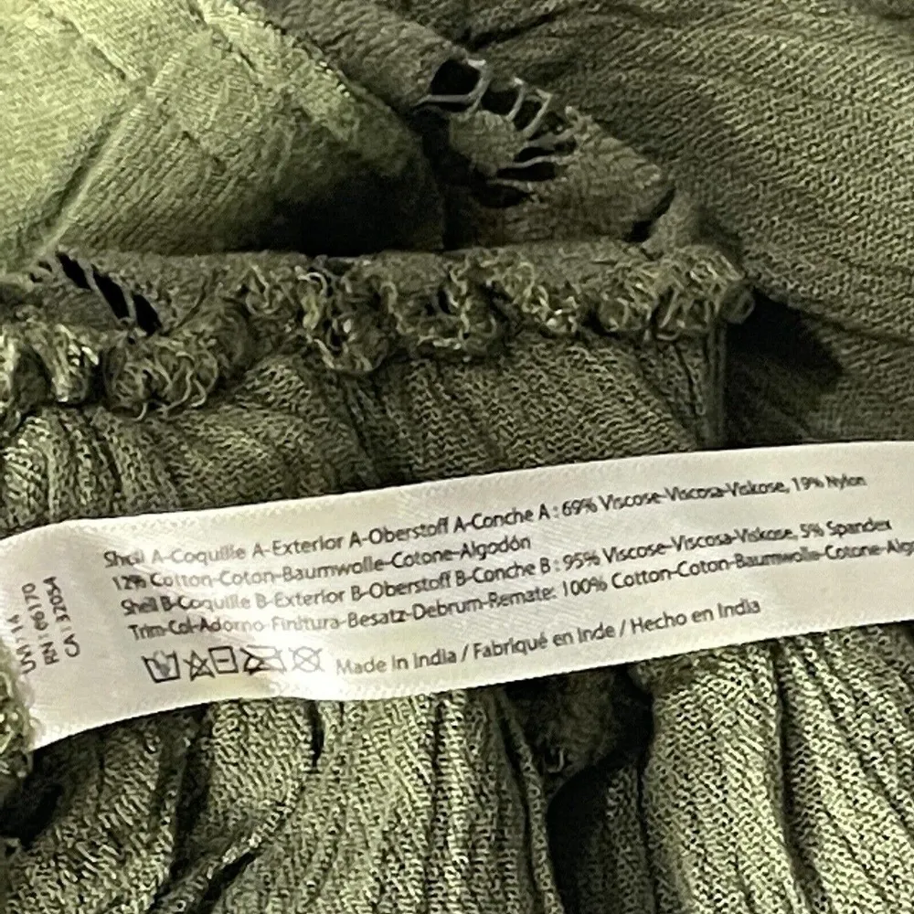 Free People Intimately Small Adella Cami Top Olive Sparrow Ruffled Crochet Lace - Image 11