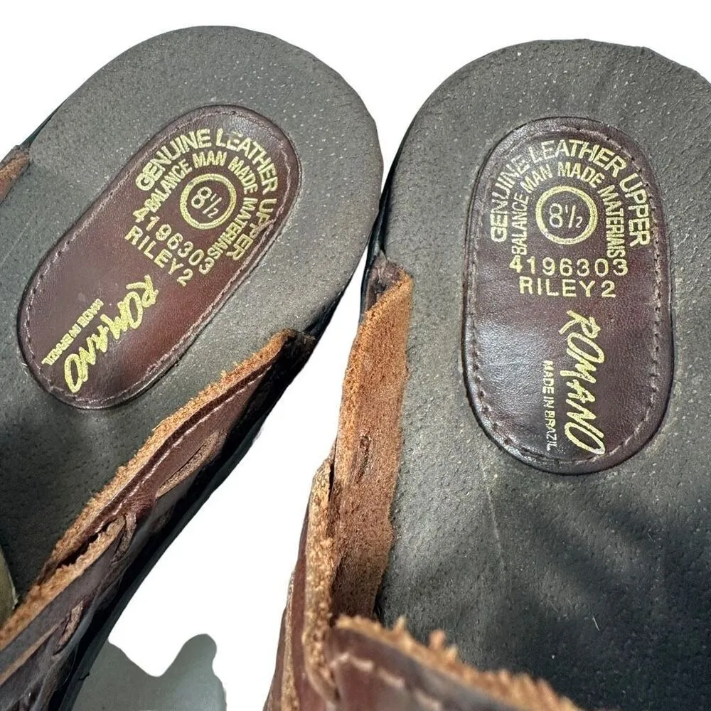 Romano Riley 2 Weaved Leather Huarache Mules Women’s Size 8.5 Brown - Image 4