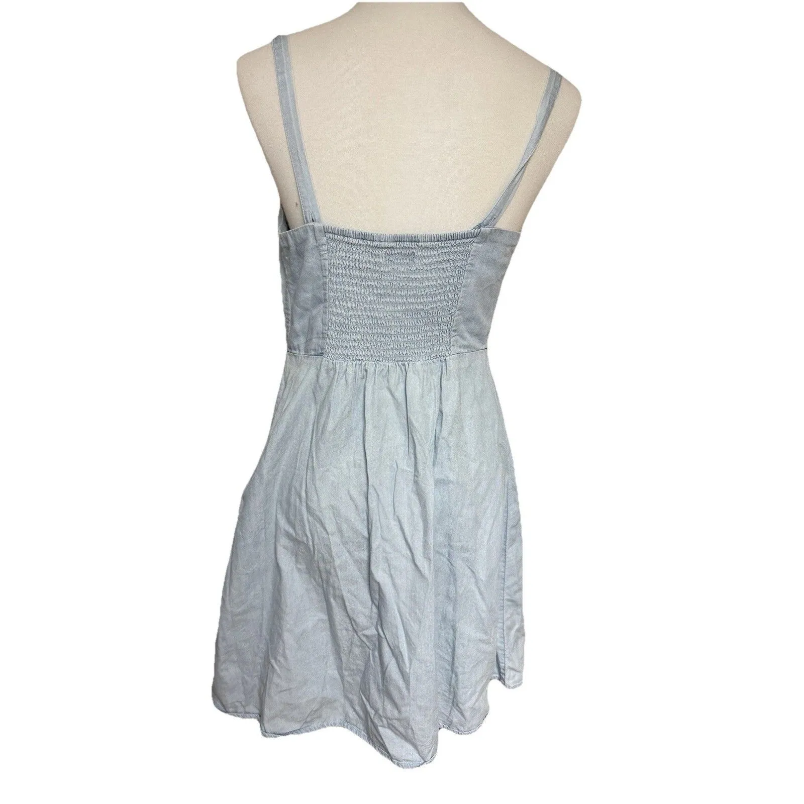 Old Navy Size S Denim Chambray Fit & Flare  Mini Sun Dress Blue - Image 3