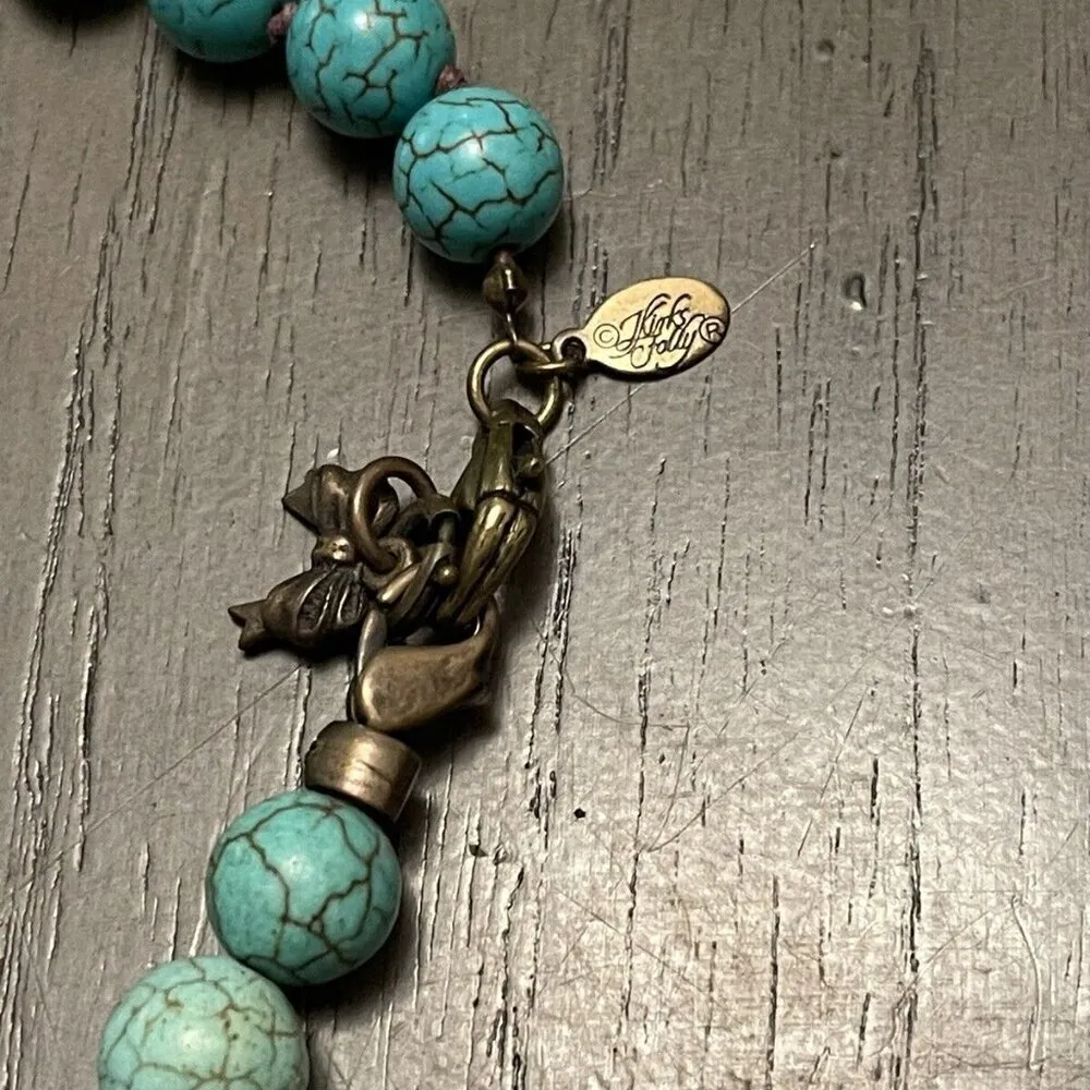 Kirks Folly Goddess Stone Butterfly Turquoise Beads Vintage 24 in Neckla… Blue - Image 6