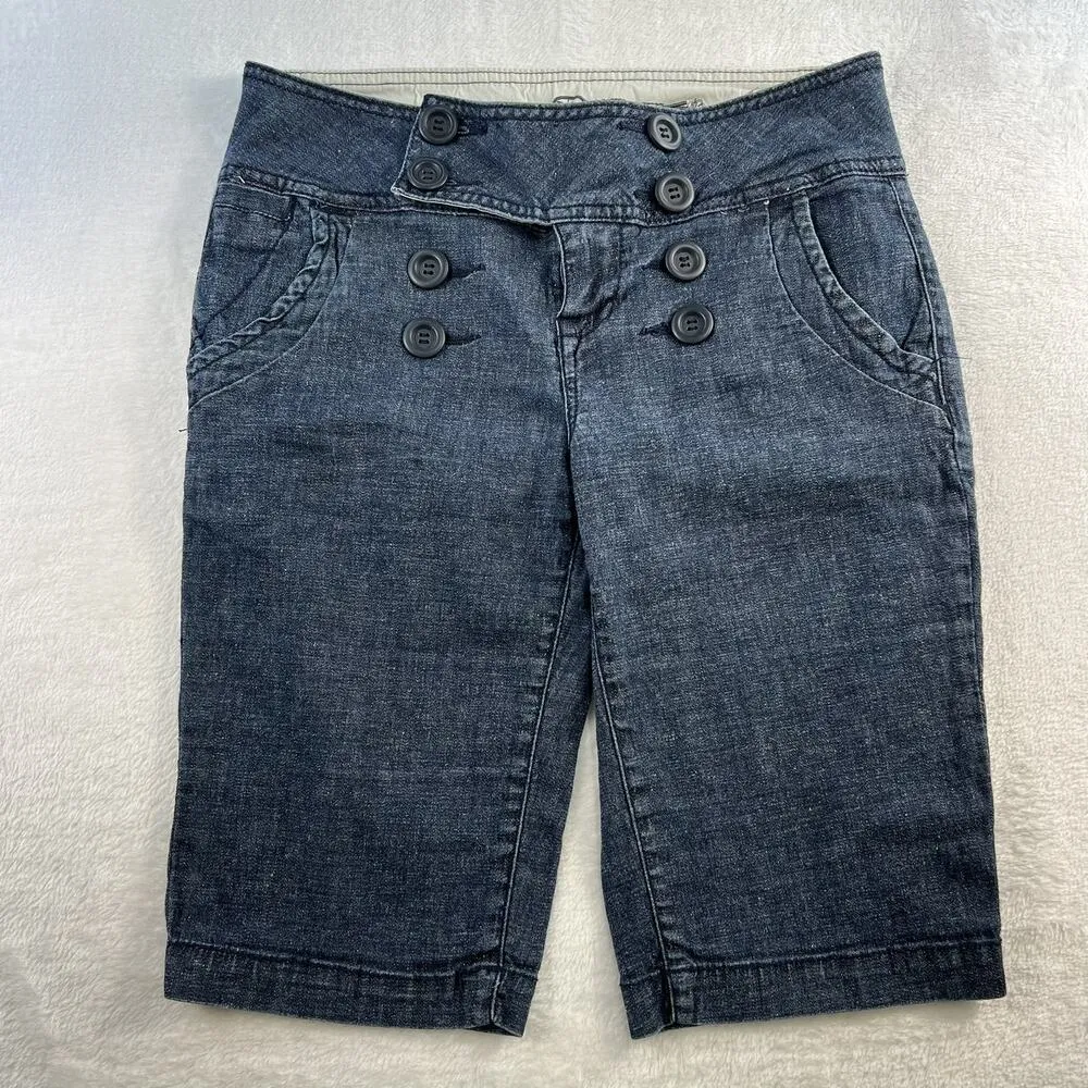 Y2K Zana Di Jrs 9 Bermuda Shorts Low Rise Blue Denim Sailor Long Street Grunge - Image 2