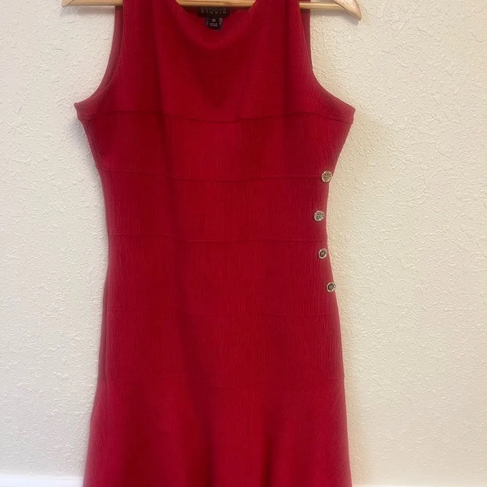 Enfocus Studio Sleeveless Dress Gold Button Detail Fit & Flare Size 10 - Image 3
