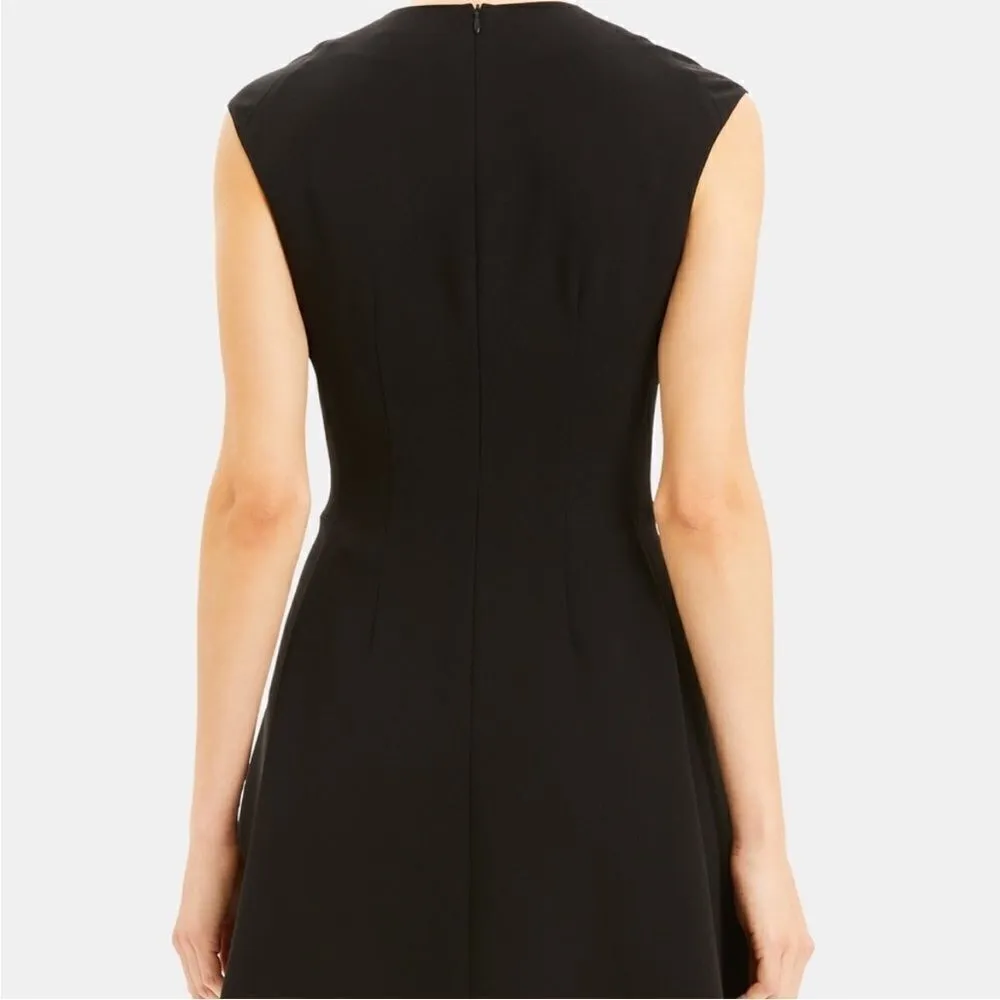 Theory Black Cap Sleeve Deep V Neck Dress, NWT - Image 4