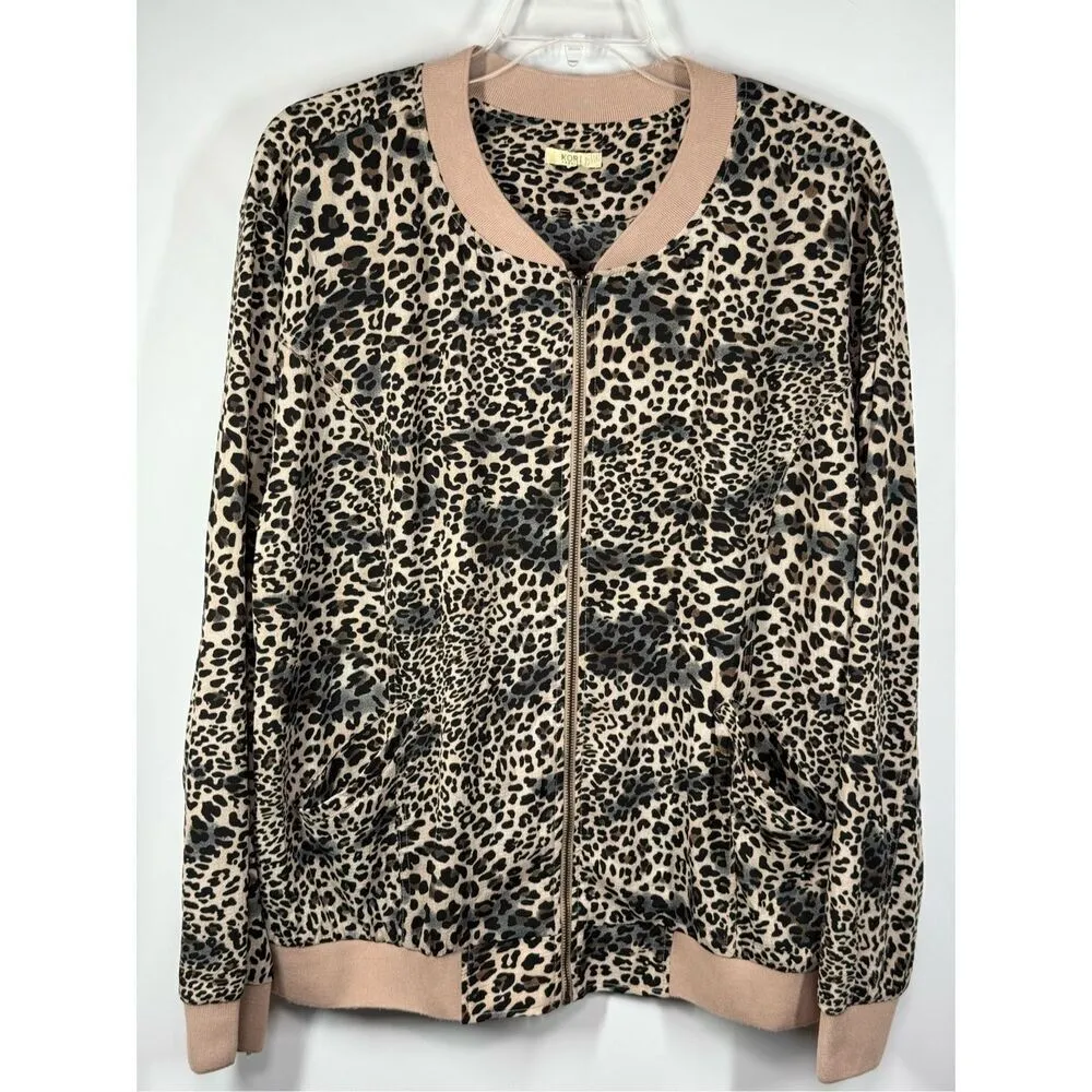 Kori America Plus Front Zip Cheetah Light Weight Jacket Size 1XL - Image 4