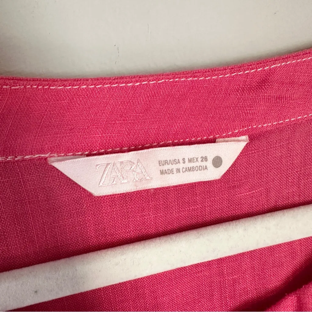 Zara ZW Collection Linen Tunic Dress Pink Small - Image 5