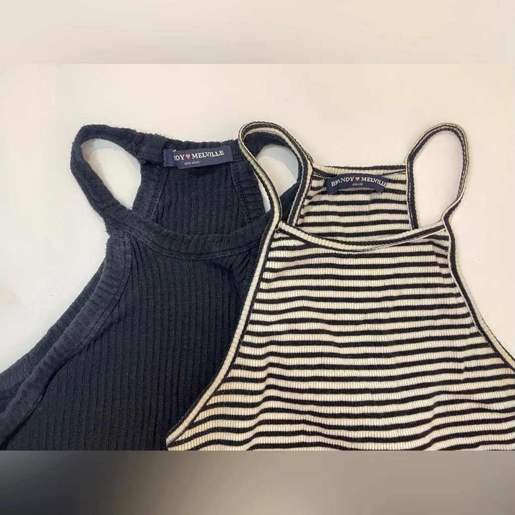 Set of 2 Brandy Melville Y2K Black Striped‎ Cropped Tank Tops Size S / one size - Image 4