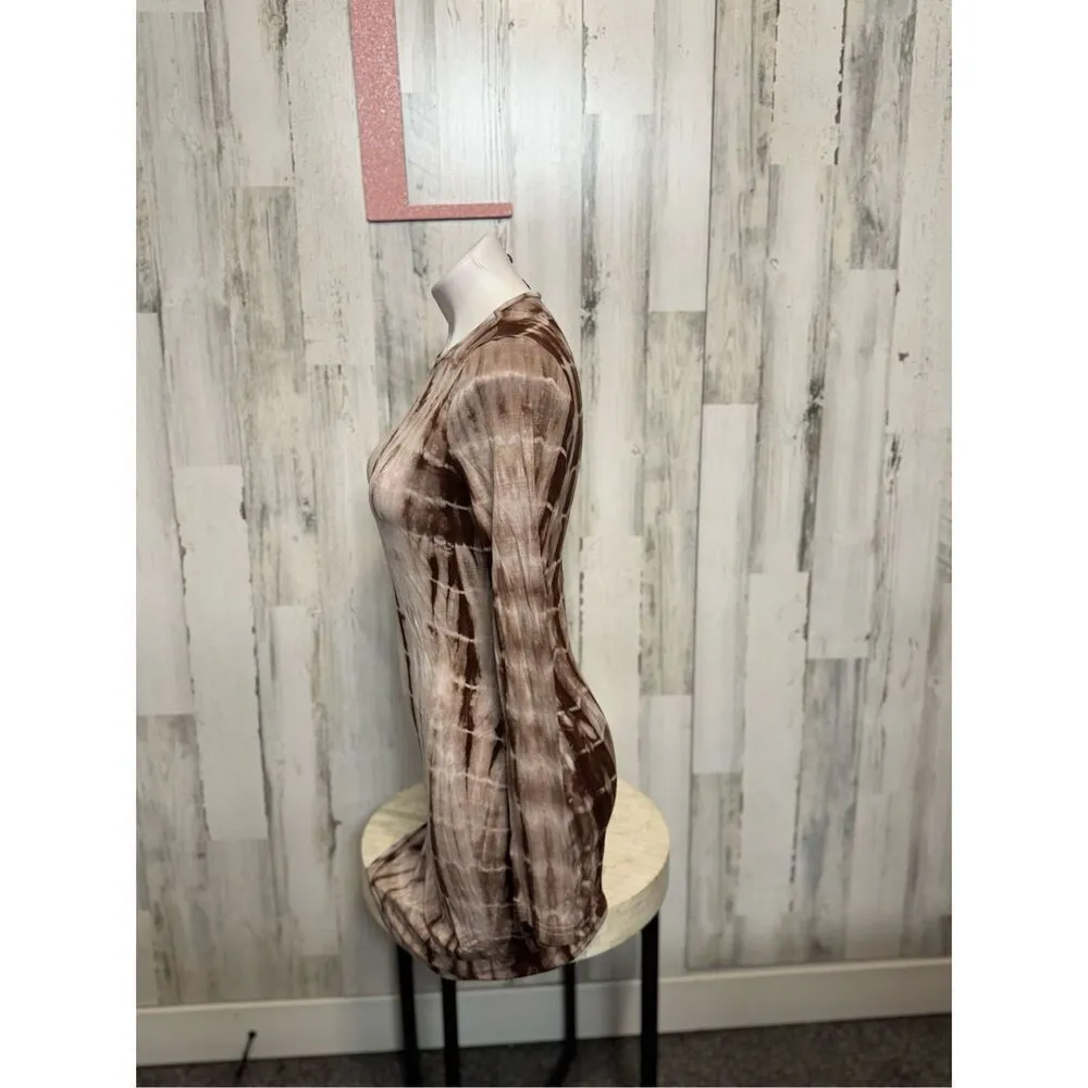 Long sleeve mini dress size L Brown Size L - Image 2