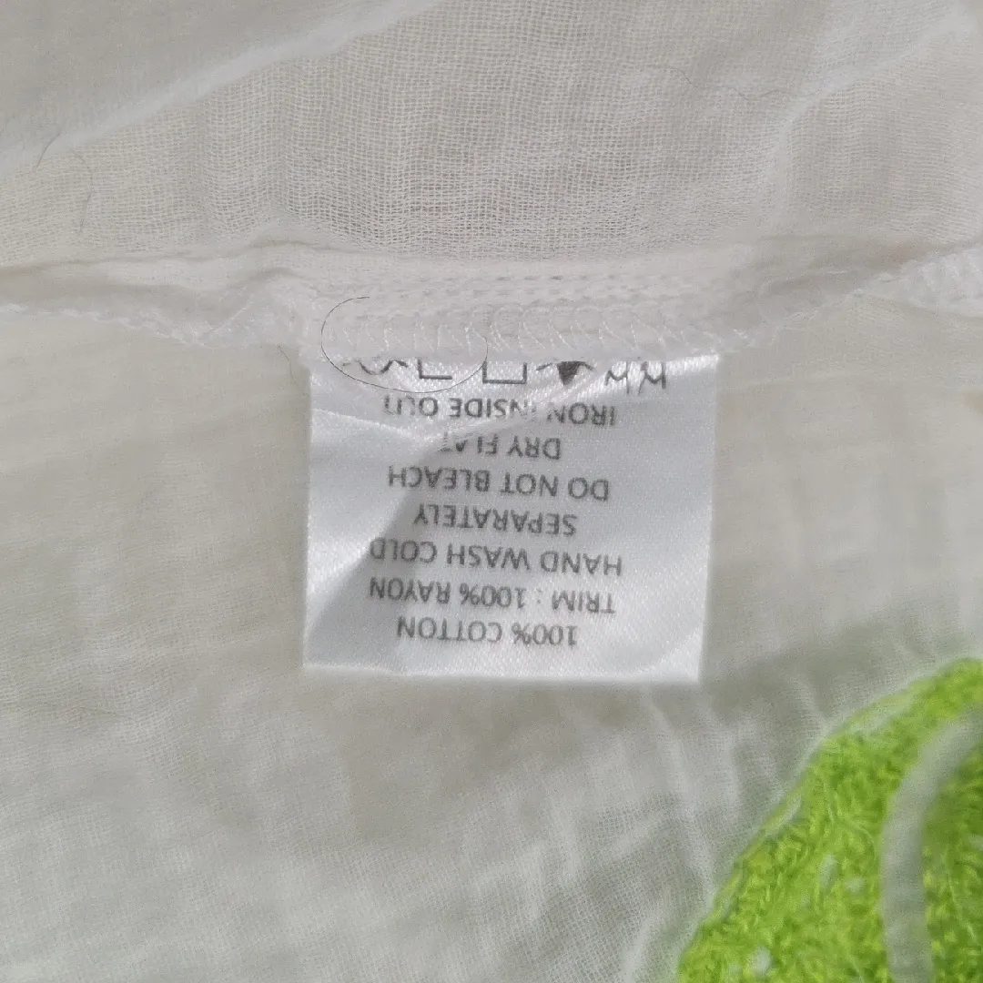 Mud Pie  Tunic Top Sheer White Green Leaf Pattern One Size - Image 9