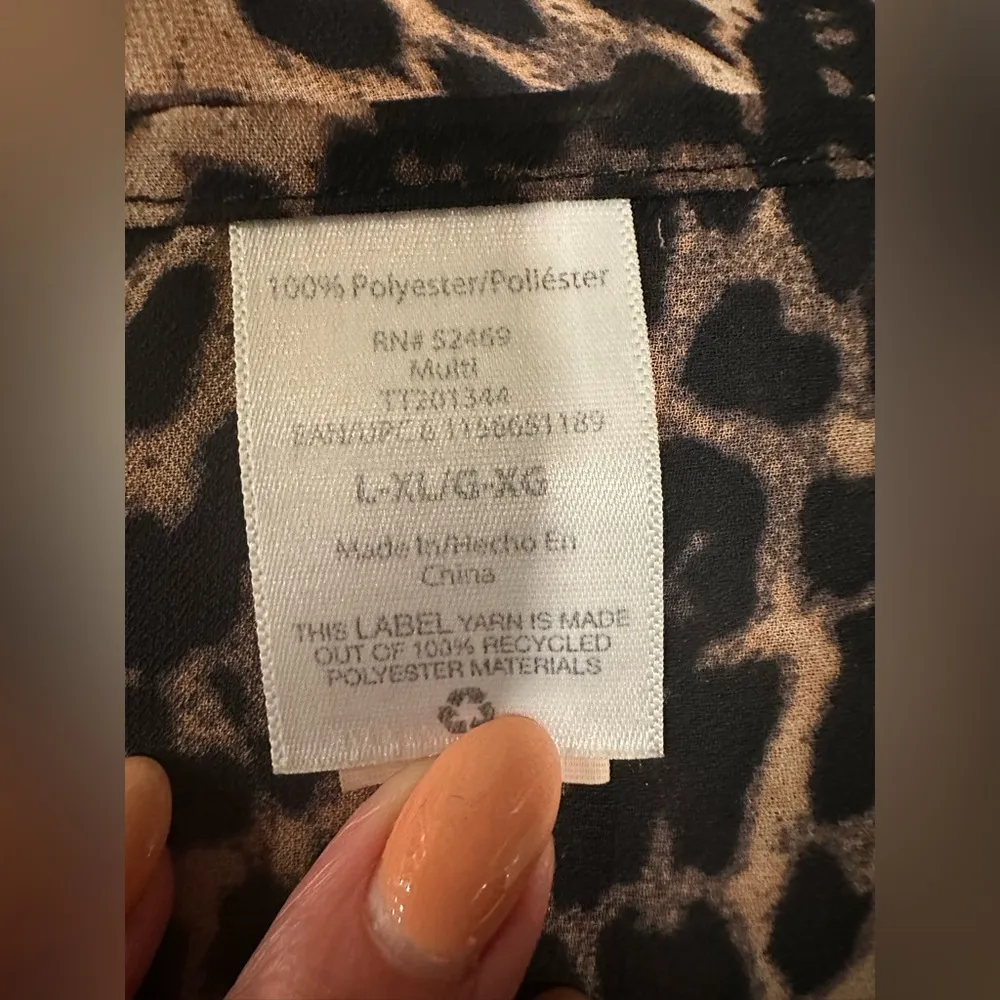 EUC ANIMAL PRINT COVERUP OPEN FRONT MAXI LEIGHT SIZE LARGE Brown - Image 6