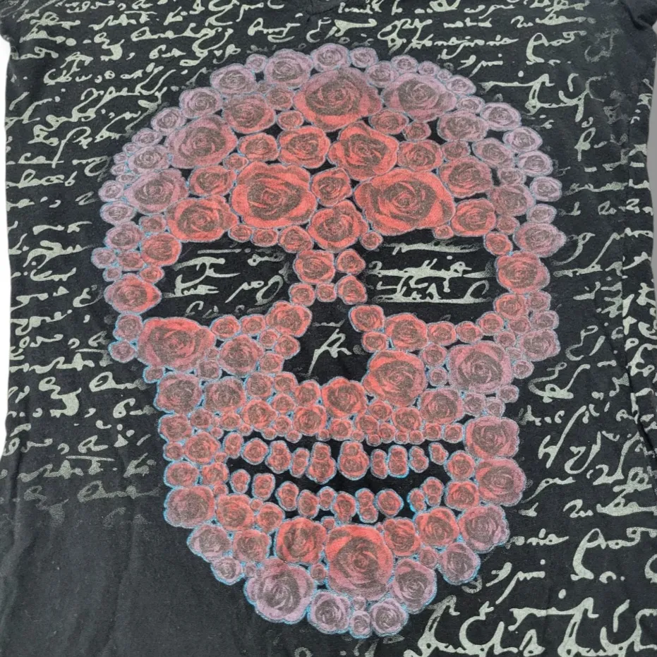 Top Size Small Y2K T-Shirt Skull Graphic Print T-Shirt Black Women's Top - Image 4