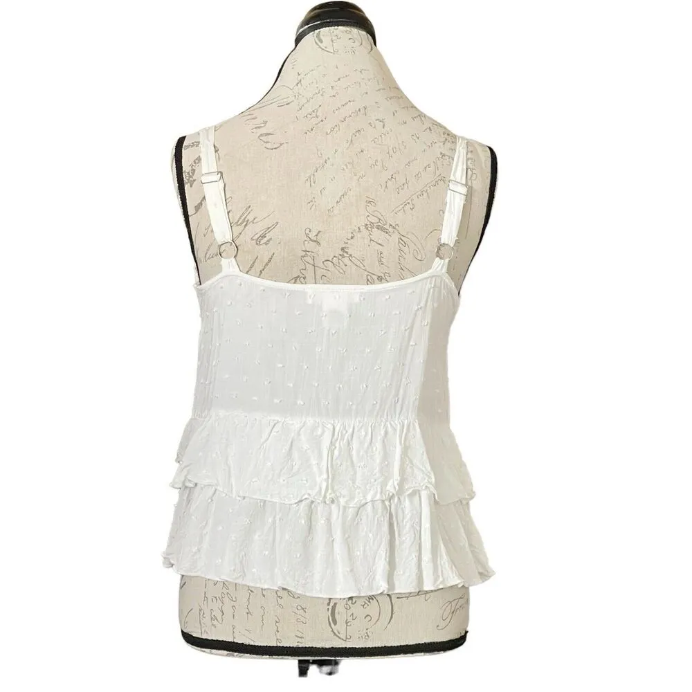Urban Romantics Womens Blouse Tank Sz Small White Tiered Sleeveless Cottagecore - Image 4