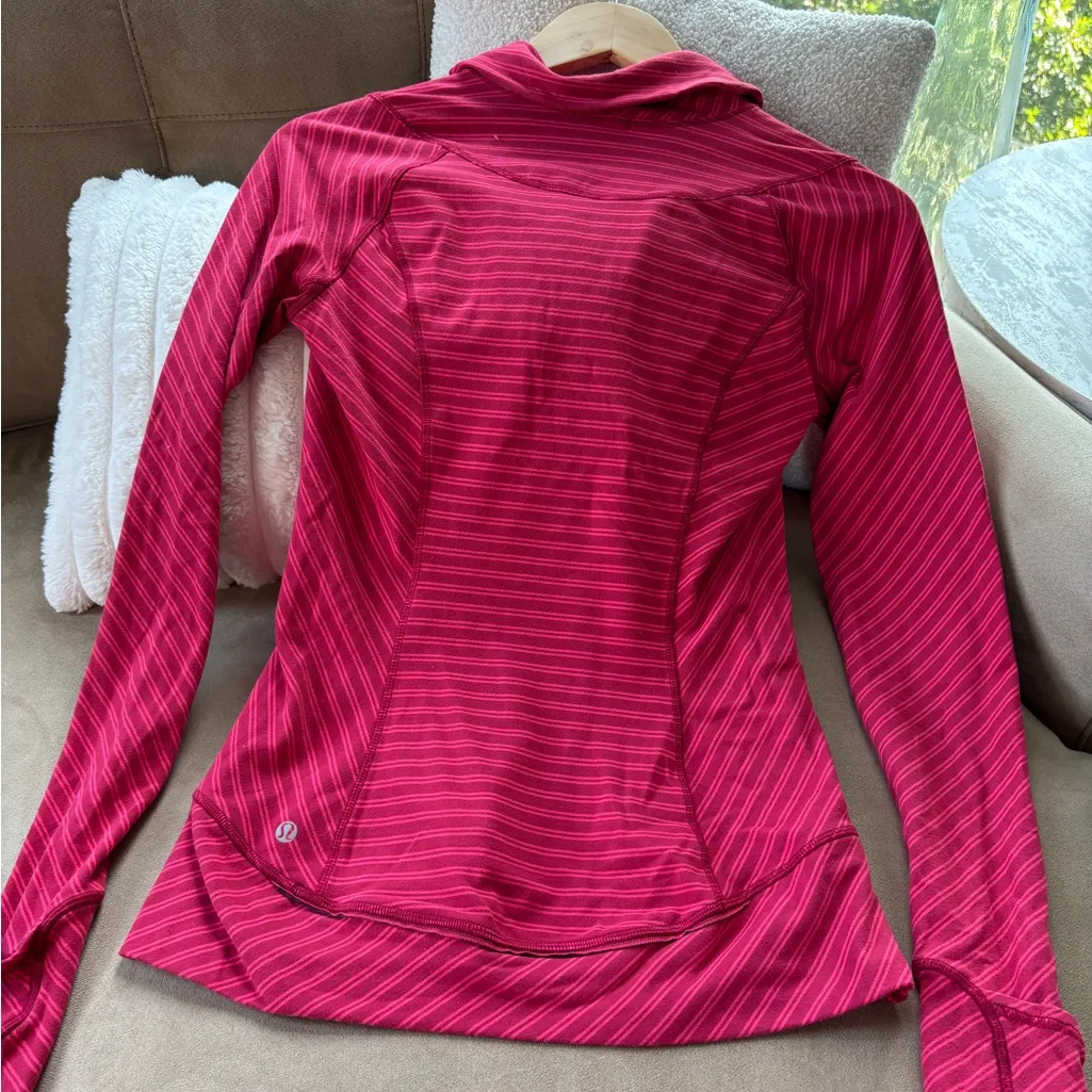 Lululemon Athletica Raspberry Striped Pullover - Image 2
