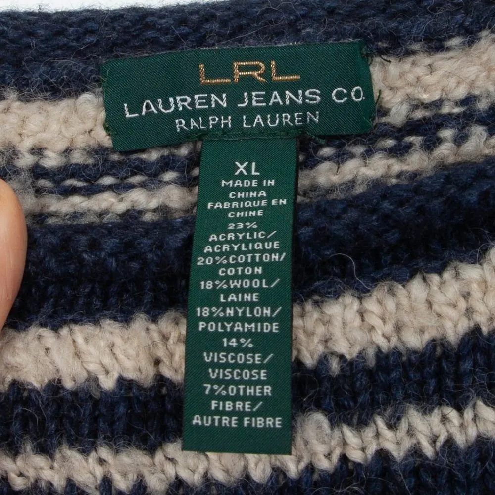 Lauren Ralph Lauren Chevron Striped Wool‎ Blend Sweater Size XL Fair Isle Nordic - Image 4