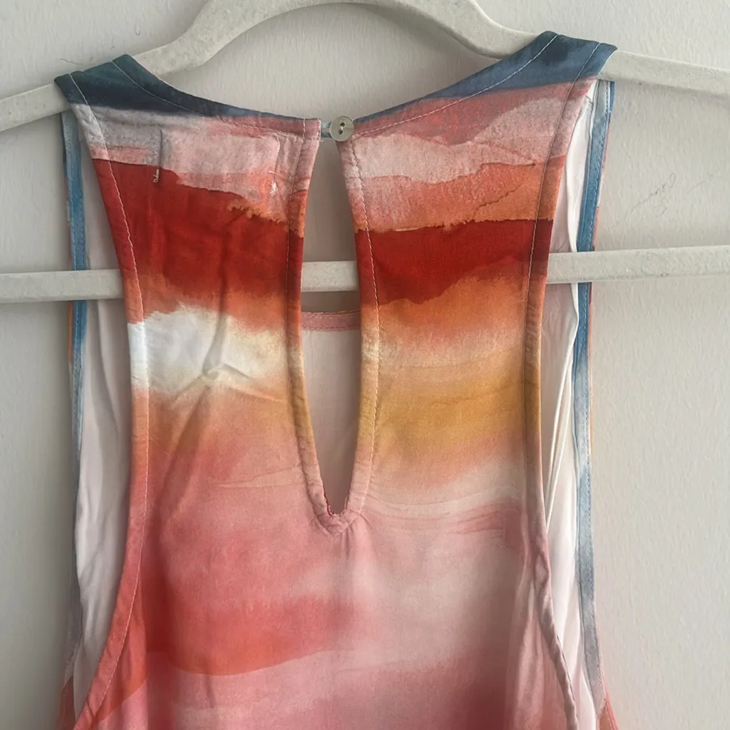 Bella Dahl Raelyn Racerback Midi Dress Belted Watercolor Print size medium NWOT - Image 10