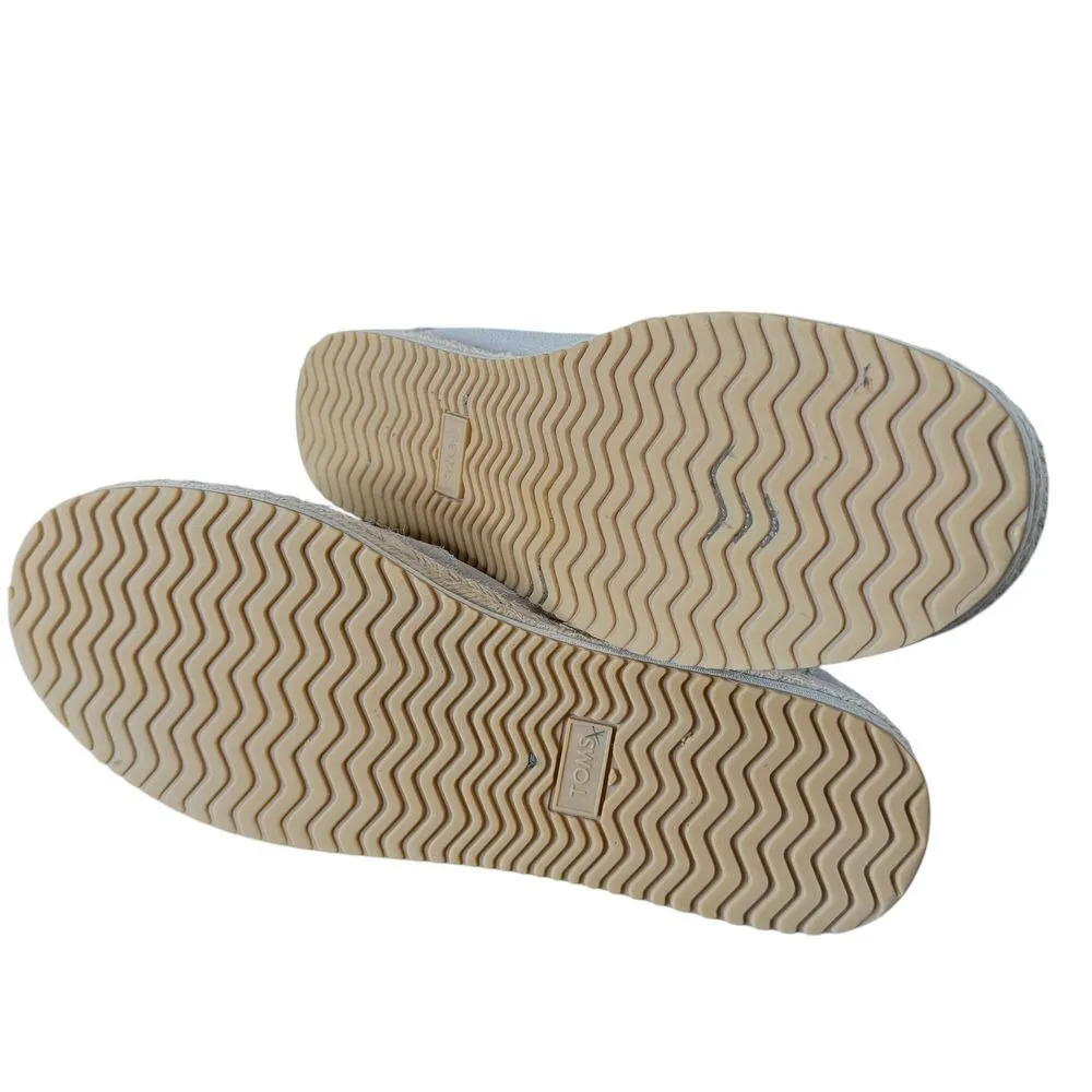 TOMS Espadrilles Women's 10 Gray Suede Leather Palma Slip On Shoes Jute Platform - Image 8