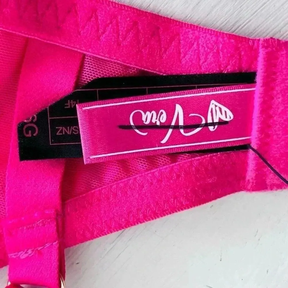 Love Vera Embroidered Heart Strappy Underwire Bra Size 36G NWOT $65 Pink - Image 10