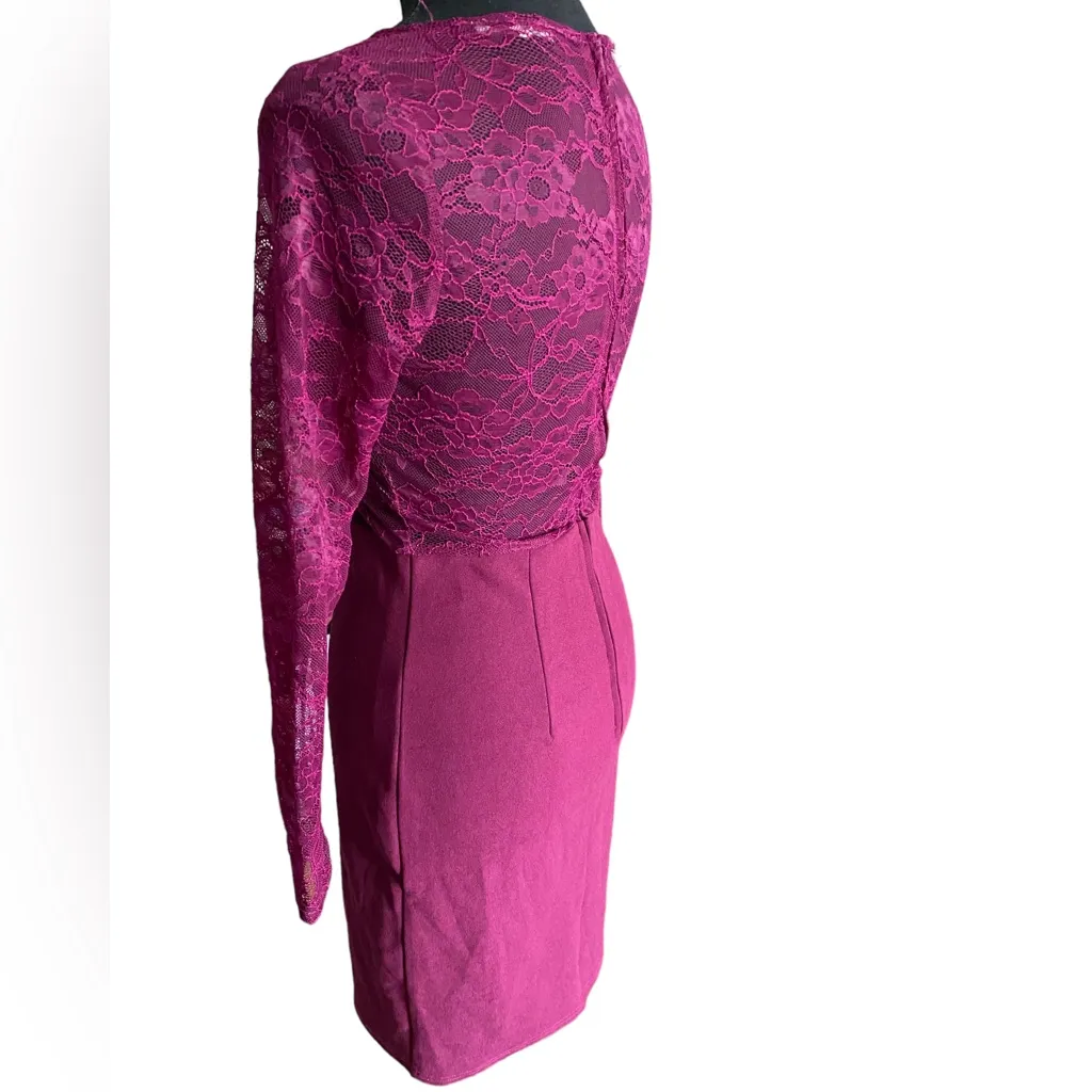 Vintage Charlotte Russe Amaranth Magenta Lace Pencil Dress - Image 11
