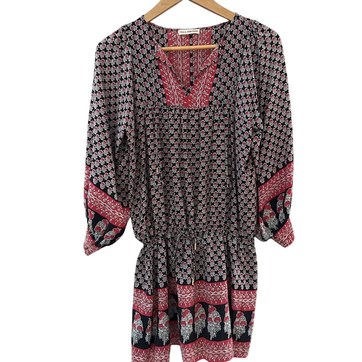 Ulla Johnson Bazaar Silk Mini Blouson Dress Light Indian Floral Print Size 2 - Image 9