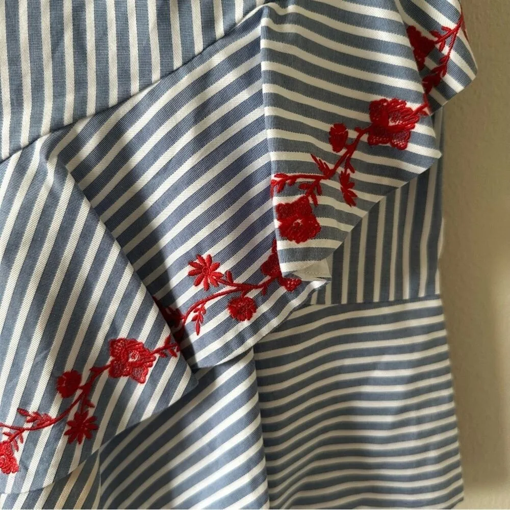 Draper James Striped Embroidered Faux Wrap Dress - Image 6