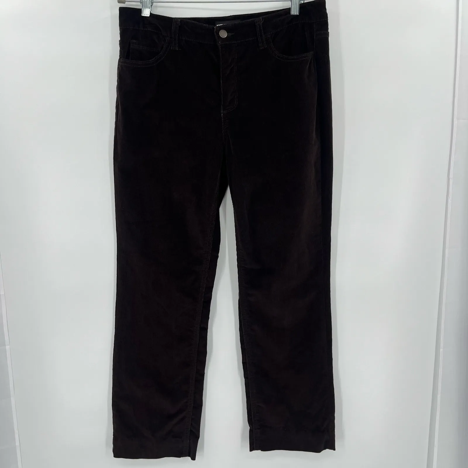 Karl Lagerfeld Corduroy Pants Sz 10 Chocolate Preppy Old Money Fall Heritage Brown - Image 11