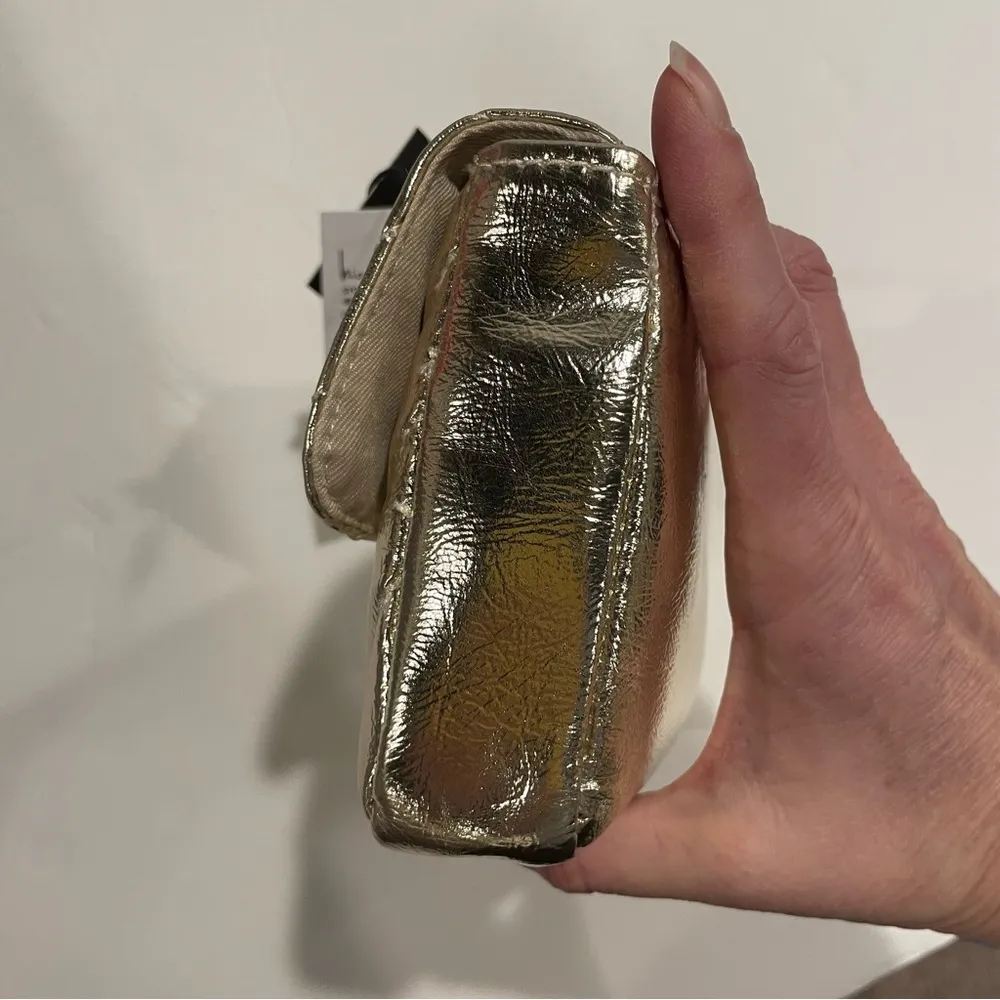 Glam Nicole Miller NWT quilted chevron gold chain strap crossbody evening bag - Image 8