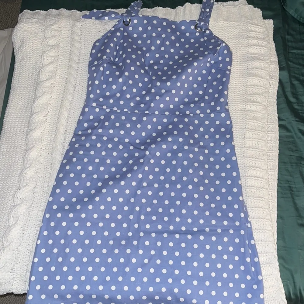 LUNIK BLUE POLKA DOT DRESS - Image 5